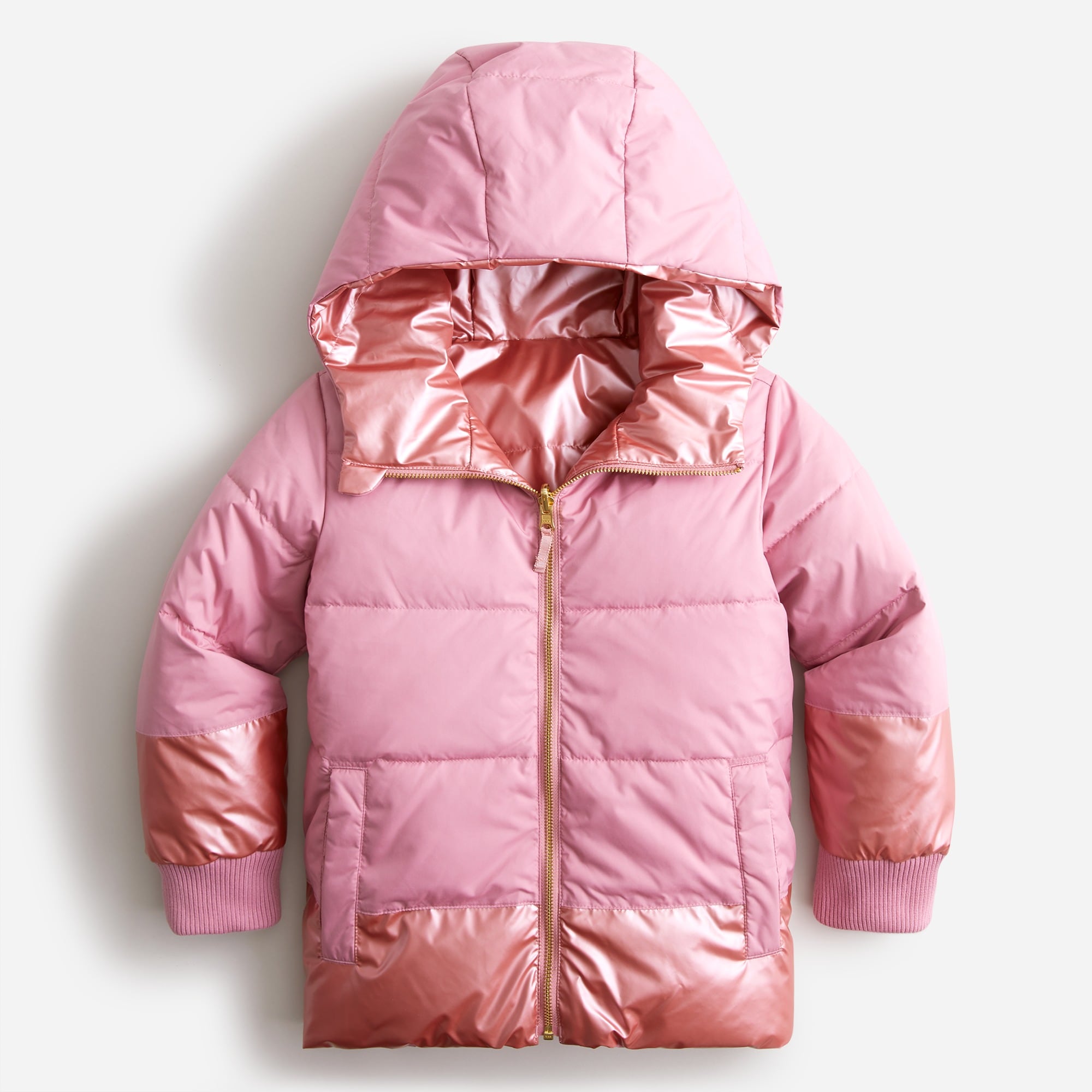 Girls' reversible metallic puffer jacket with PrimaLoft