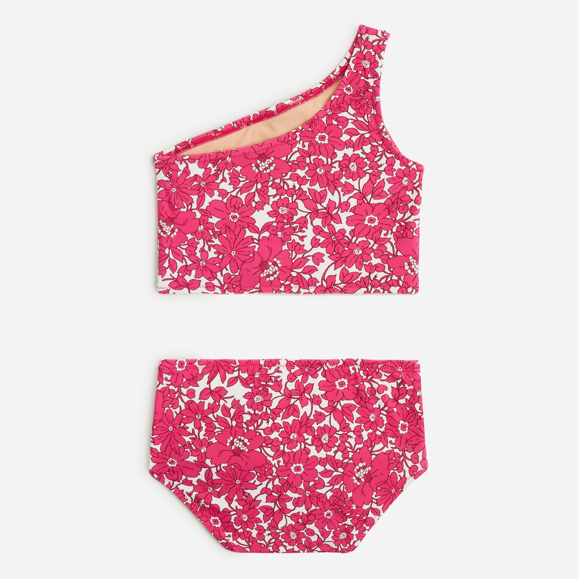Girls' one-shoulder two-piece swimsuit with UPF 50+