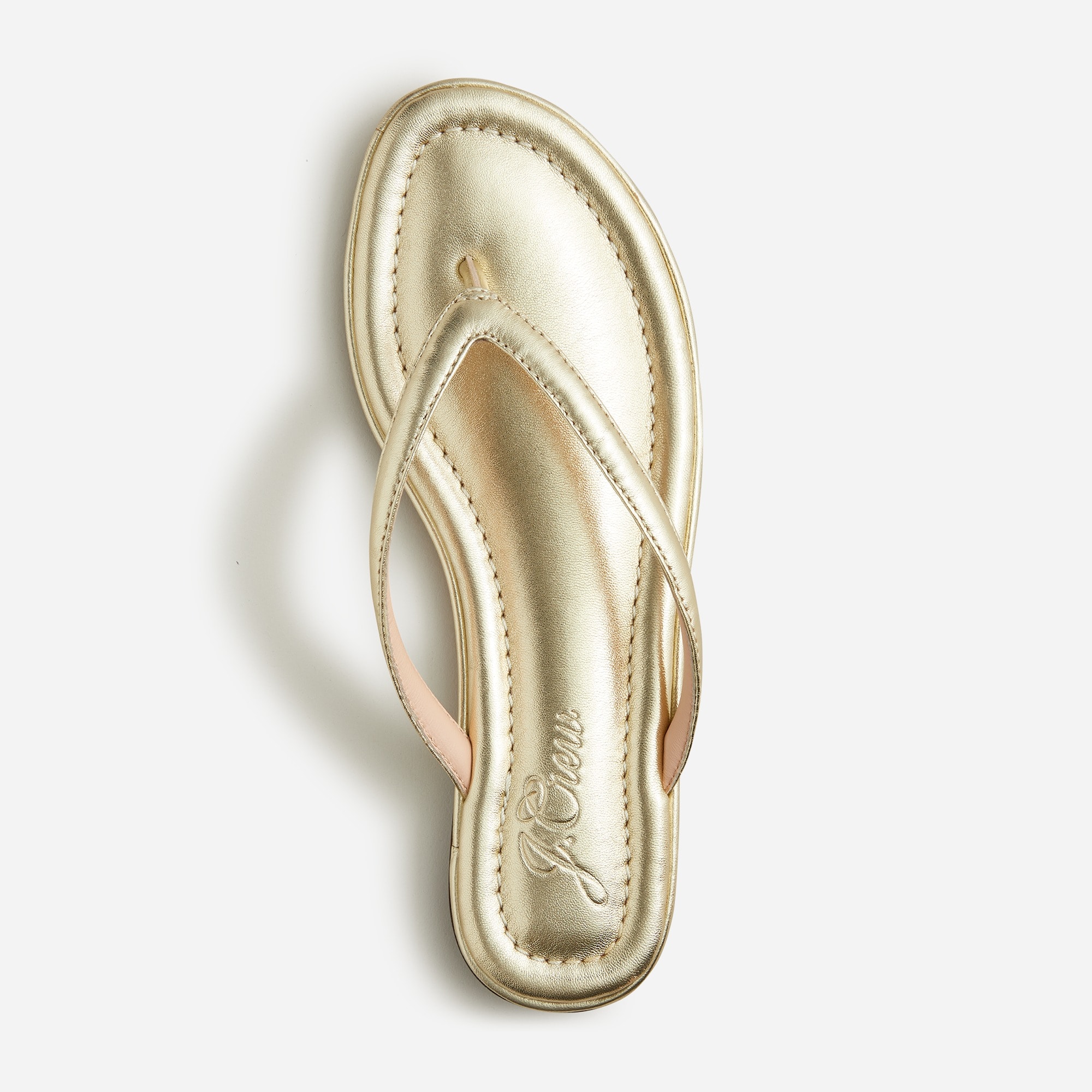 Menorca padded thong sandals in metallic leather