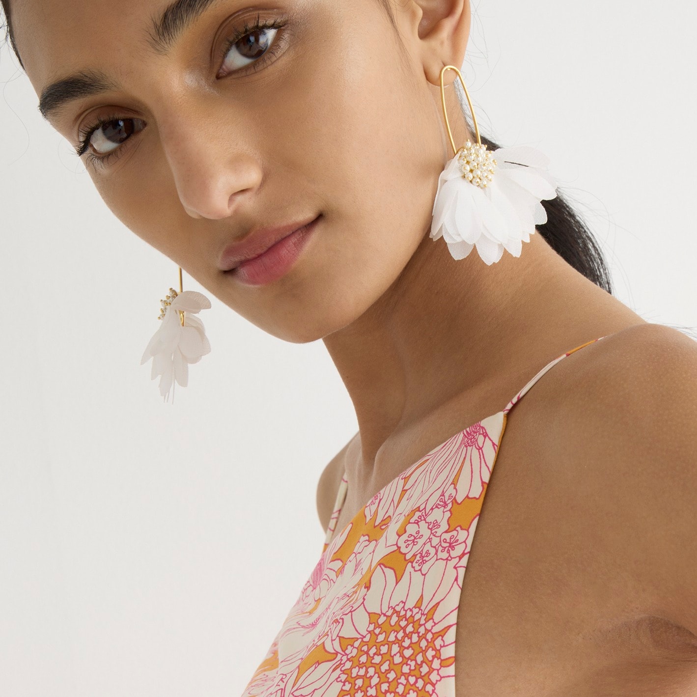 Petal and pearl earrings