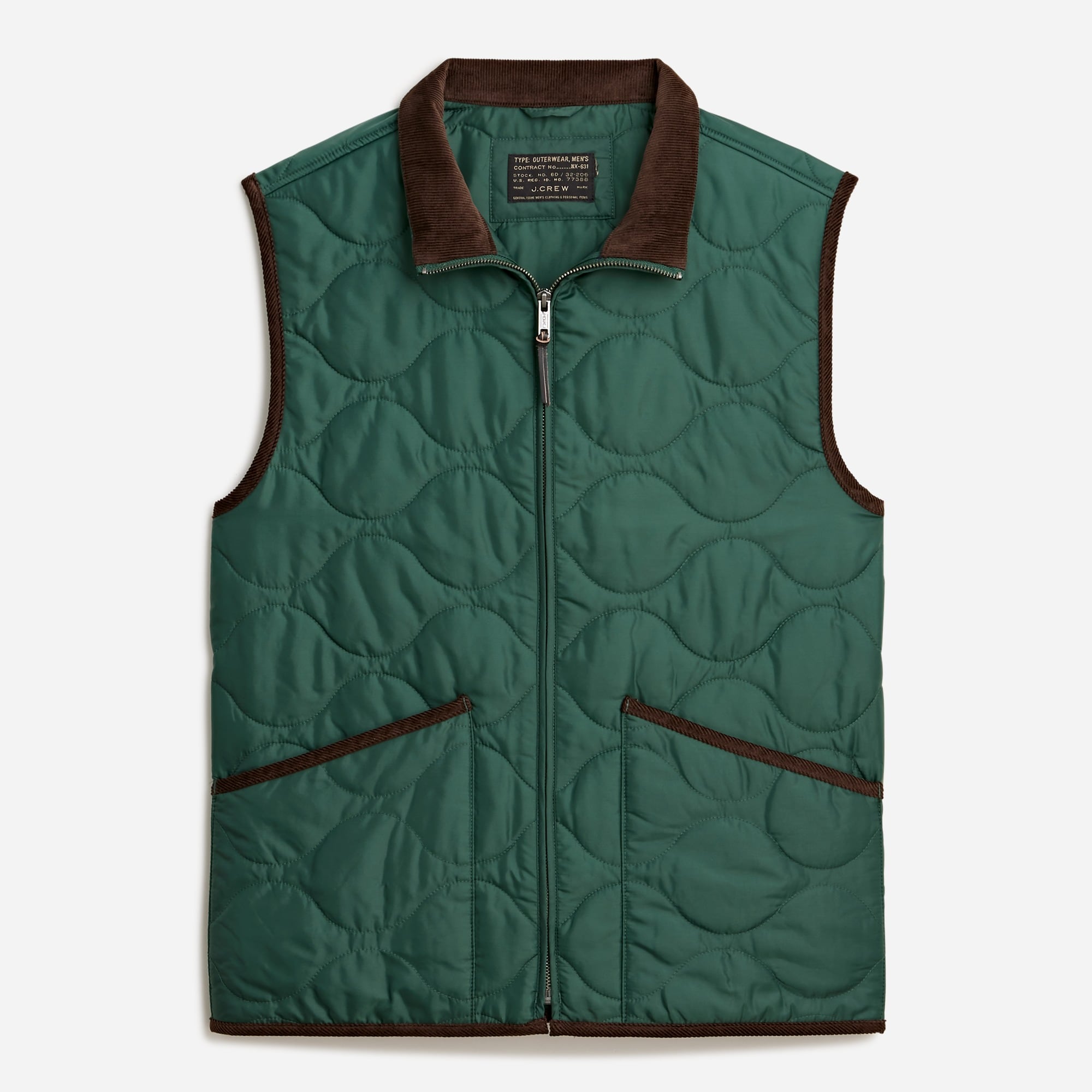 Onion-quilted vest with corduroy collar