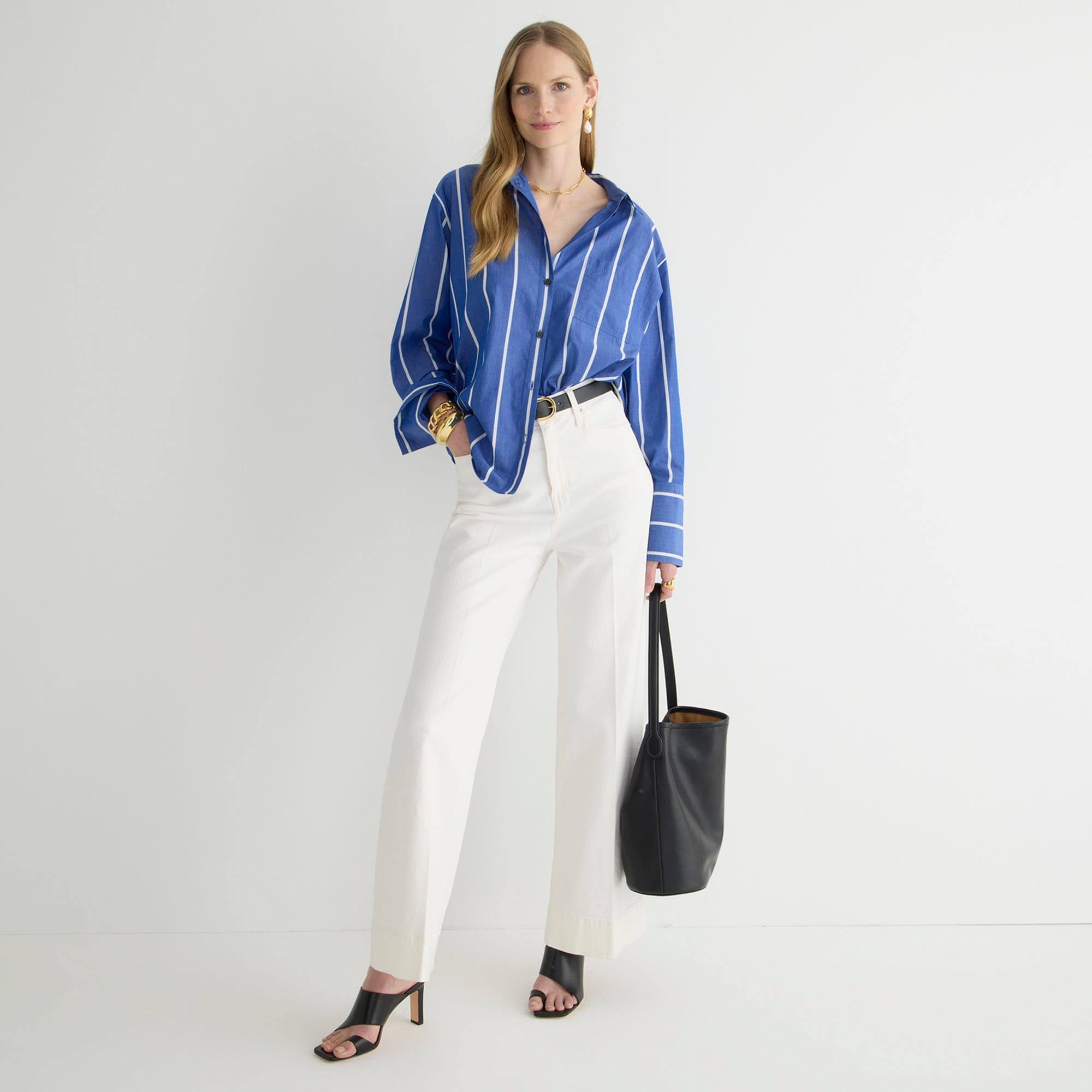 Wide-leg denim trouser in white