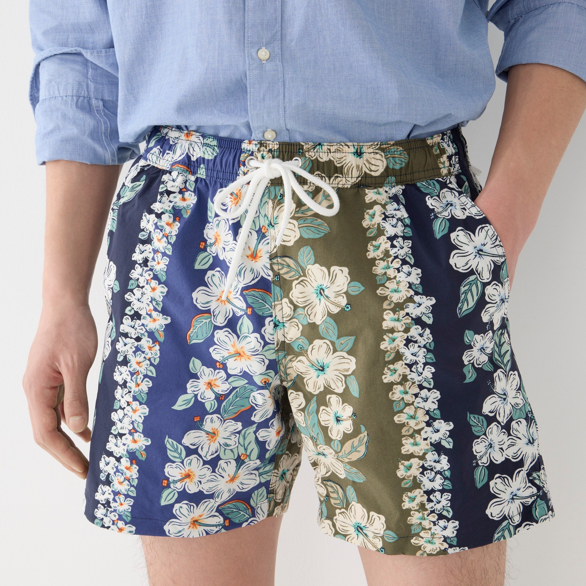 6" stretch swim trunk in floral print with ECONYL® nylon
