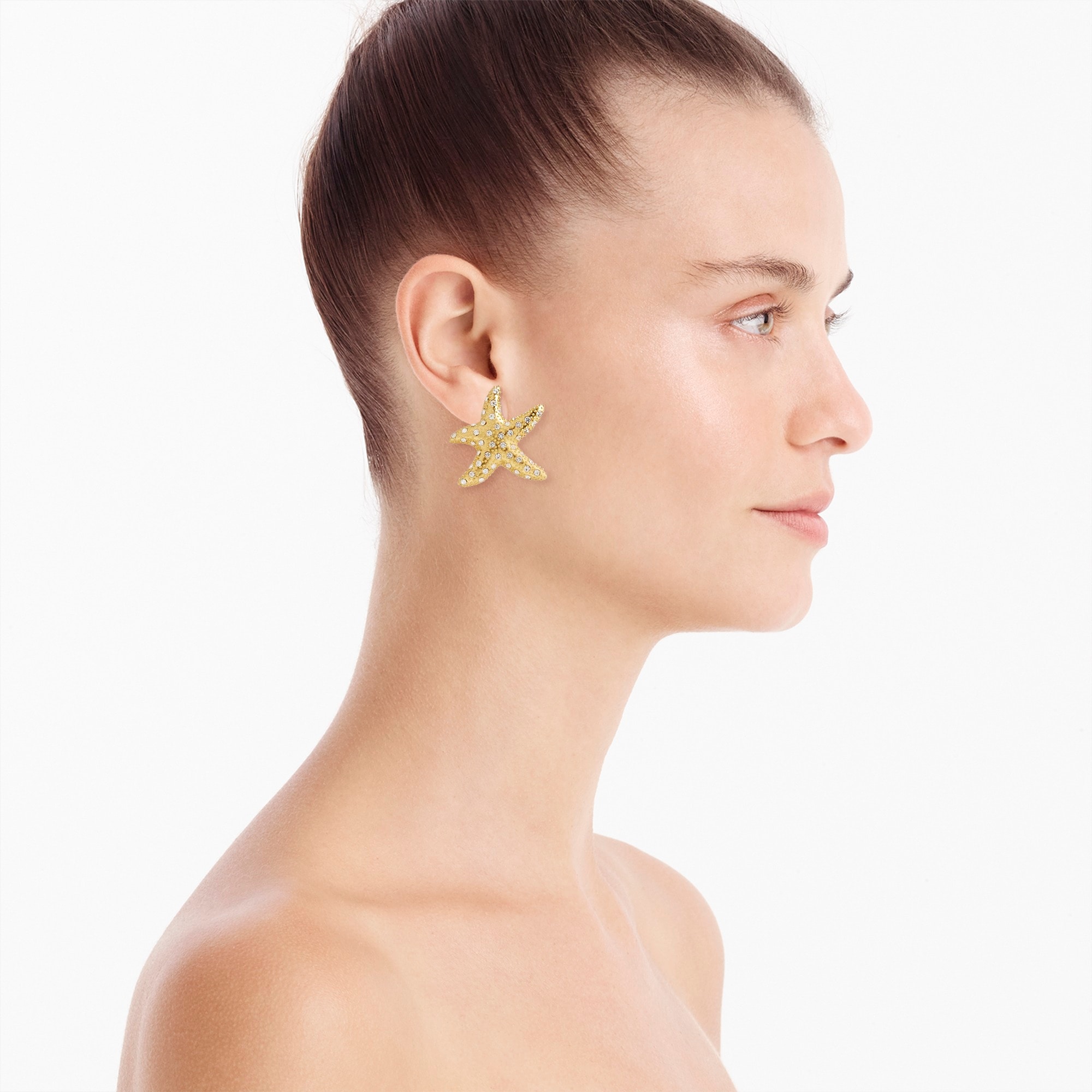 Starfish stud earrings with pavé crystals