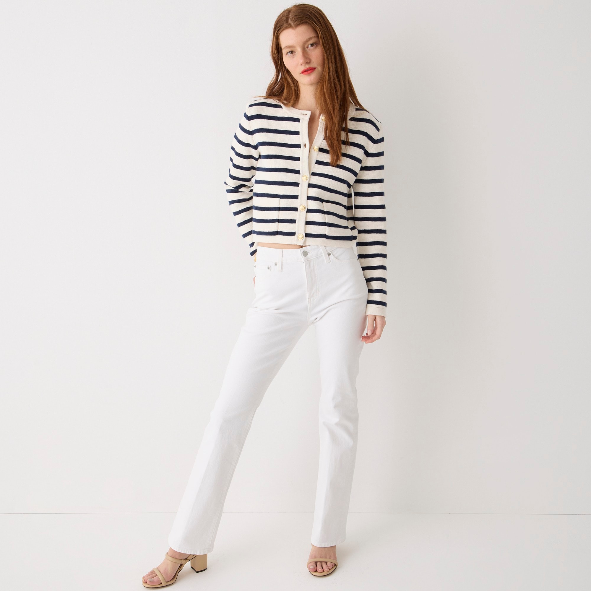 Full-length demi-boot jean in white wash