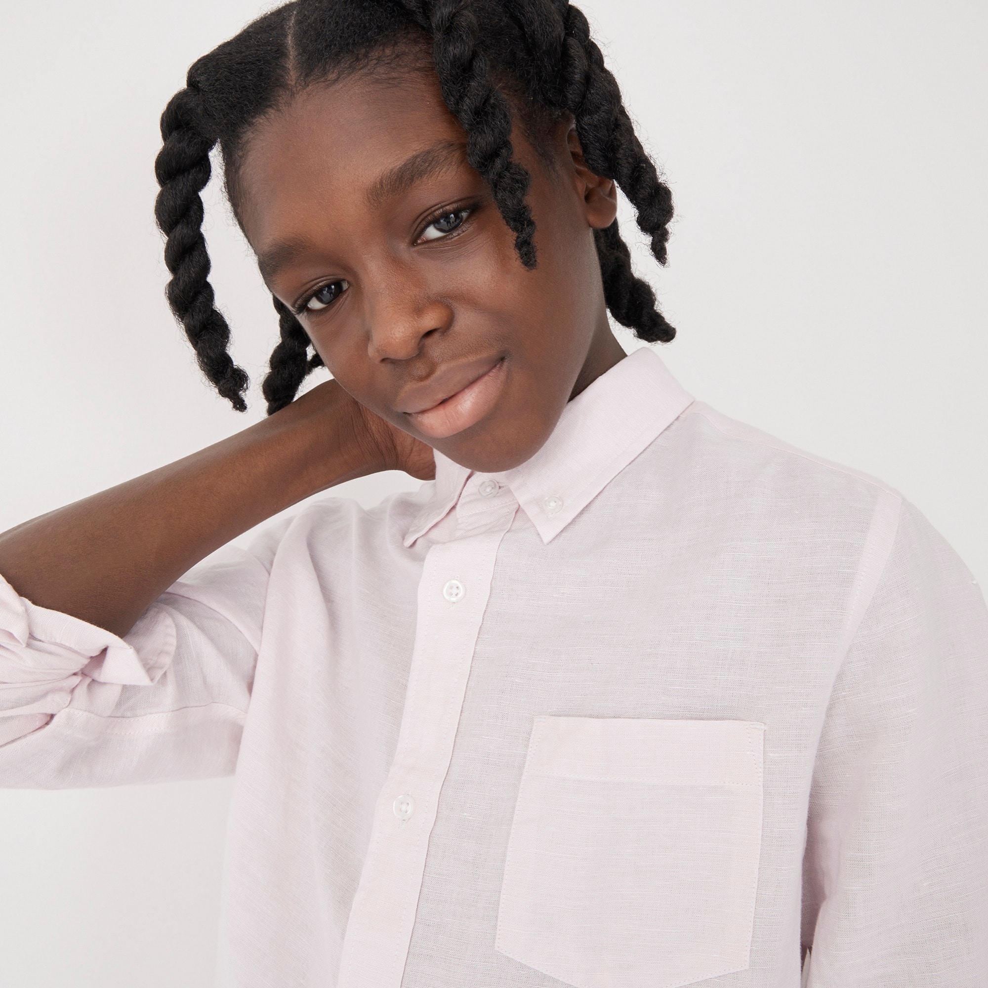 Boys' button-down linen-blend shirt