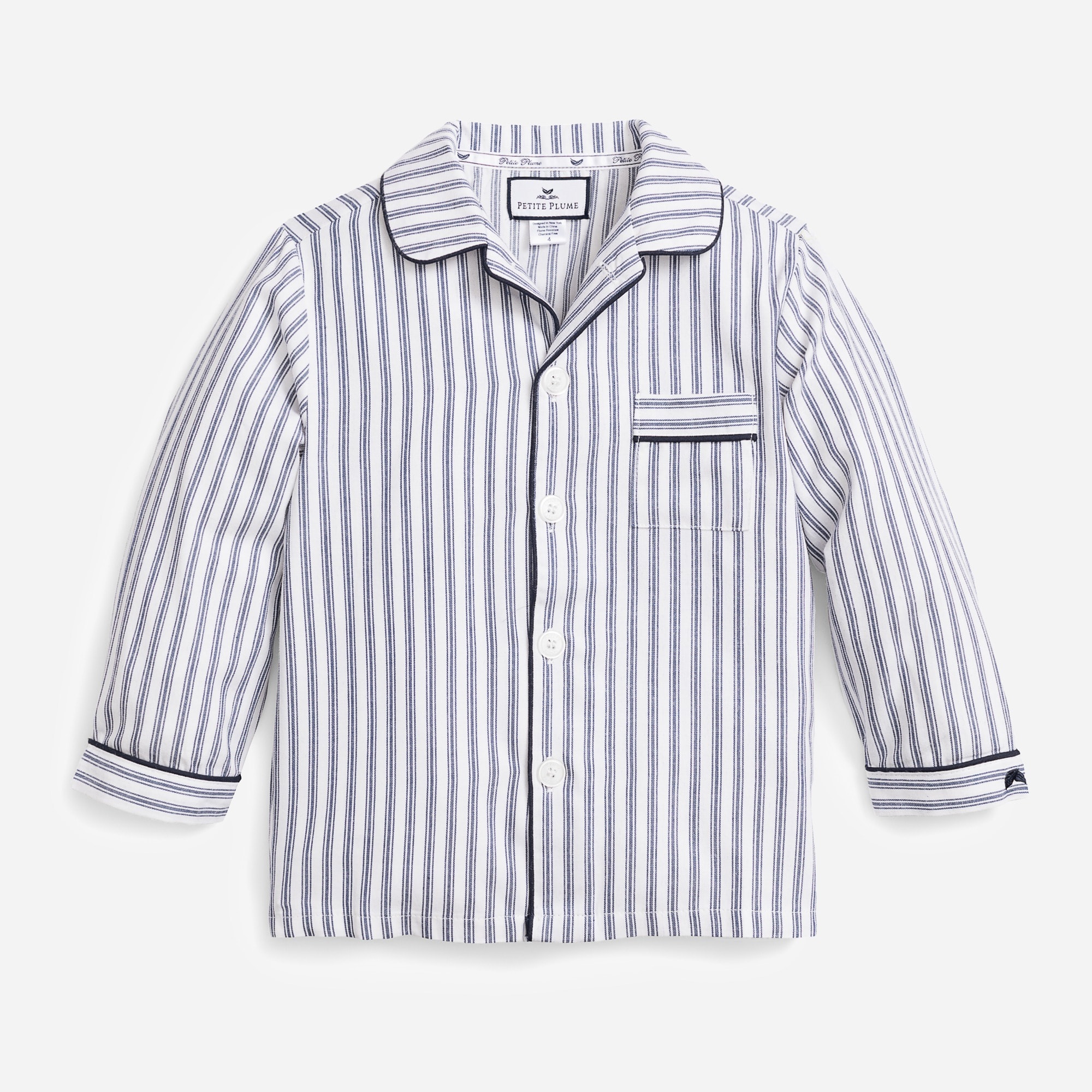 Petite Plume kids' pajama set in french ticking