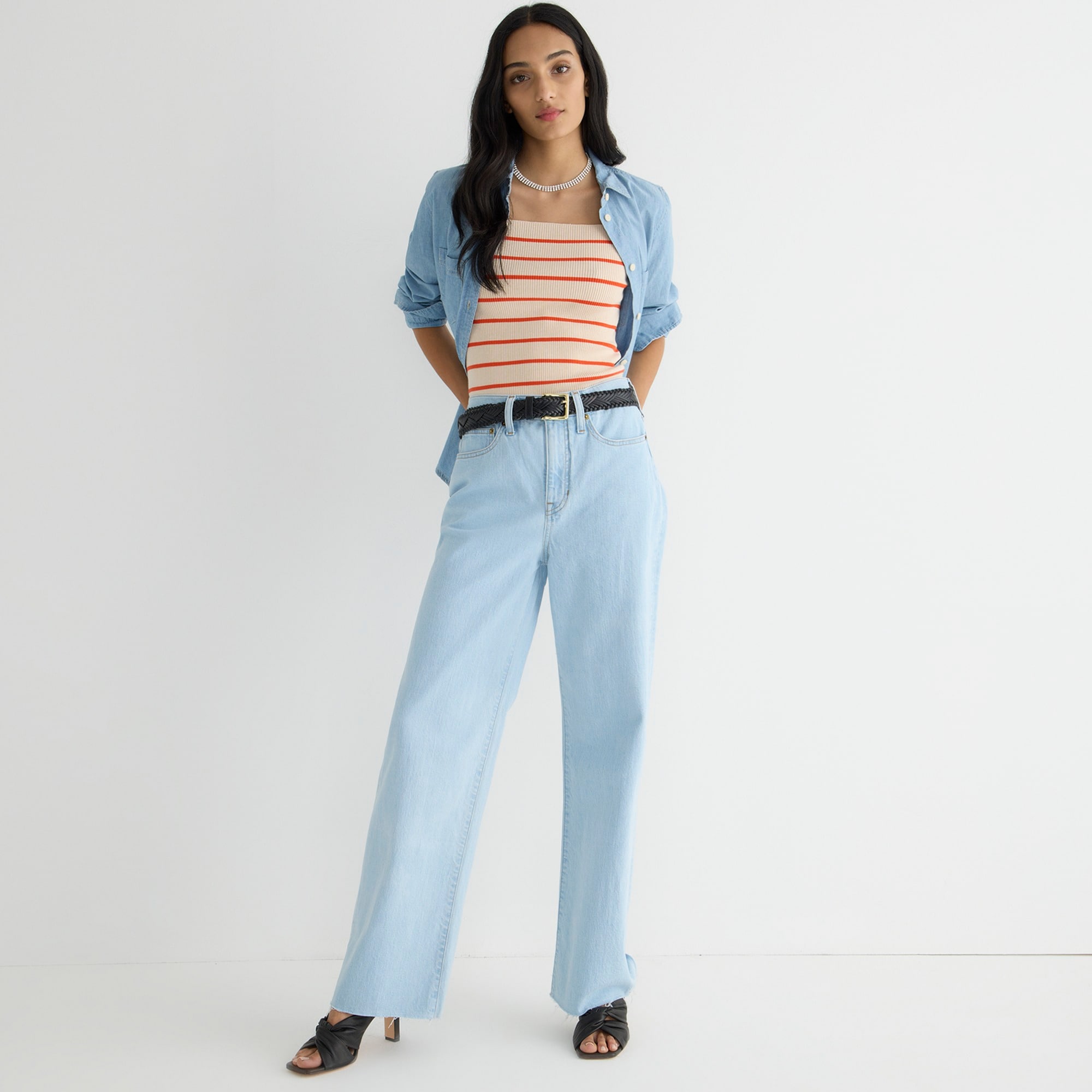 Full-length slim wide-leg jean in Rocky Beach wash