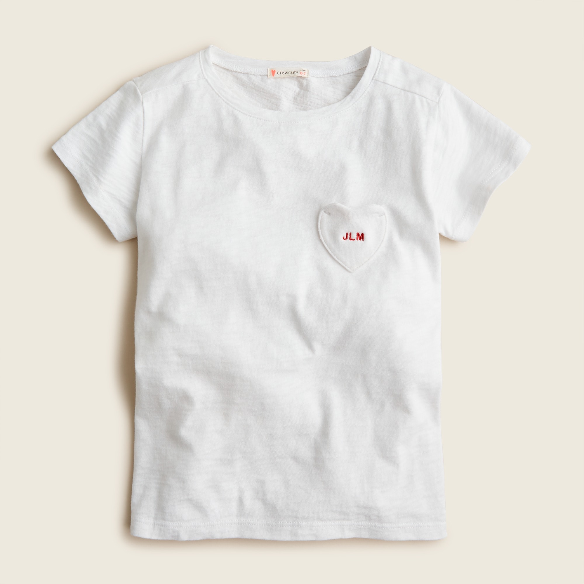 Girls' short-sleeve heart-pocket T-shirt