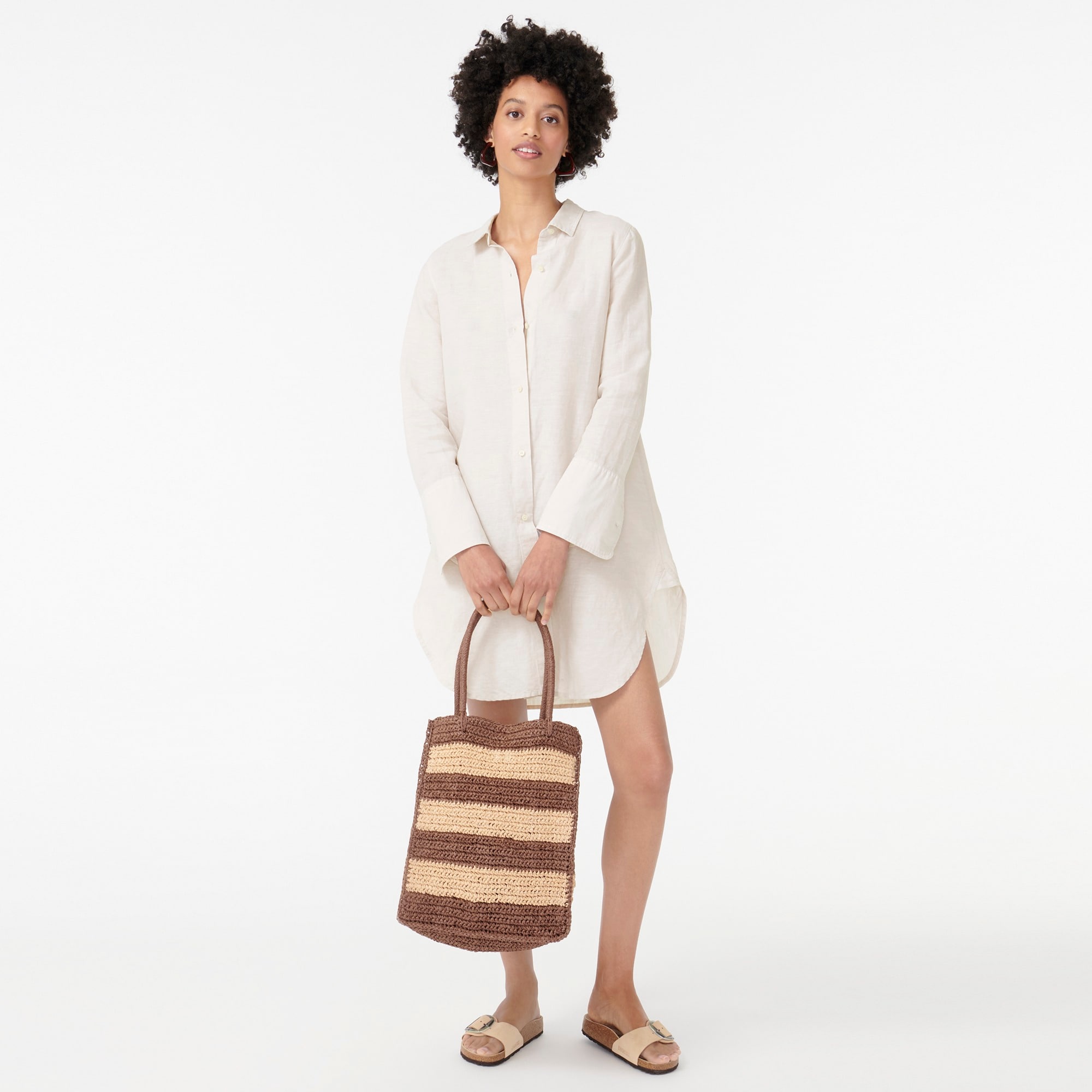 Linen-cotton blend beach shirt