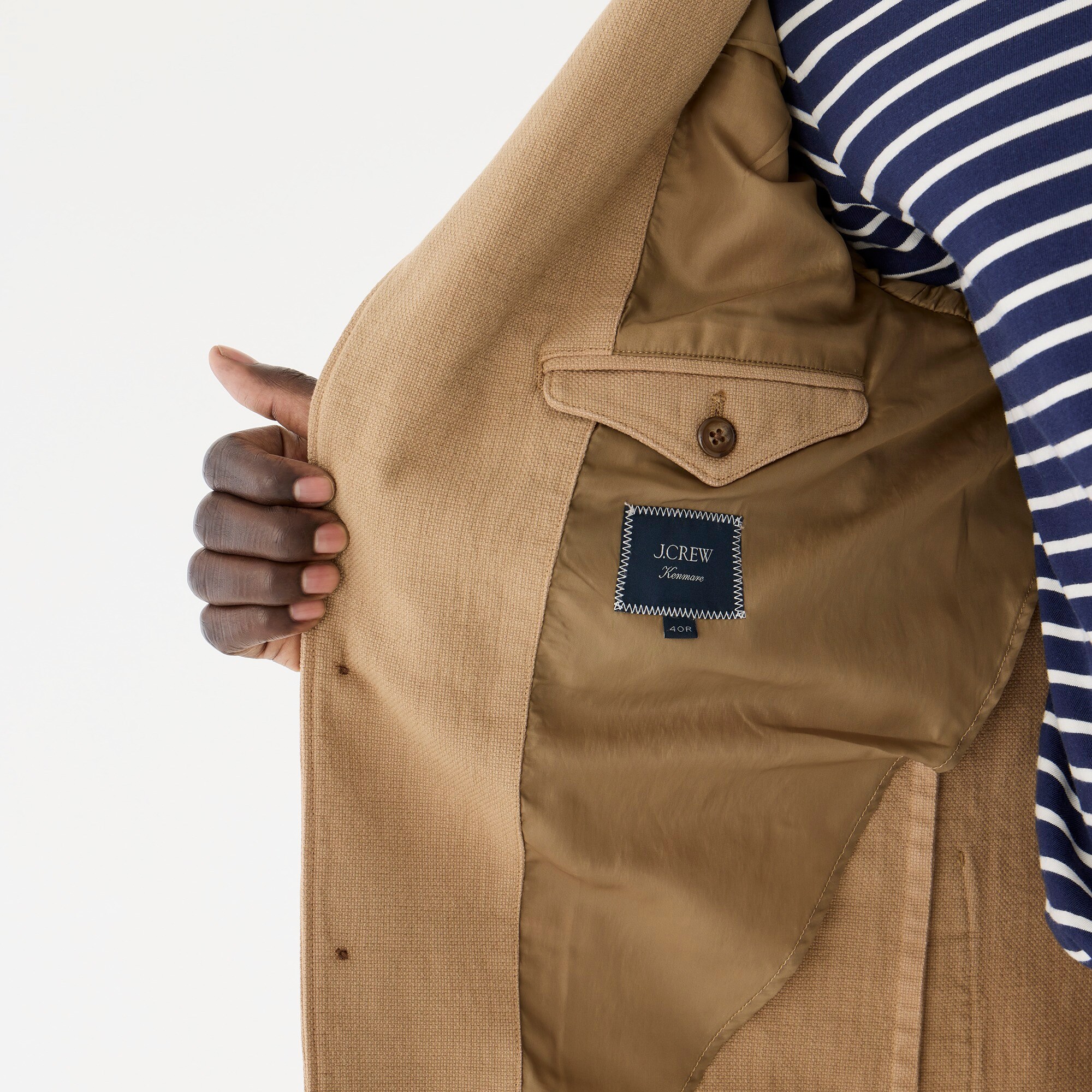 Kenmare suit jacket in basketweave Italian cotton