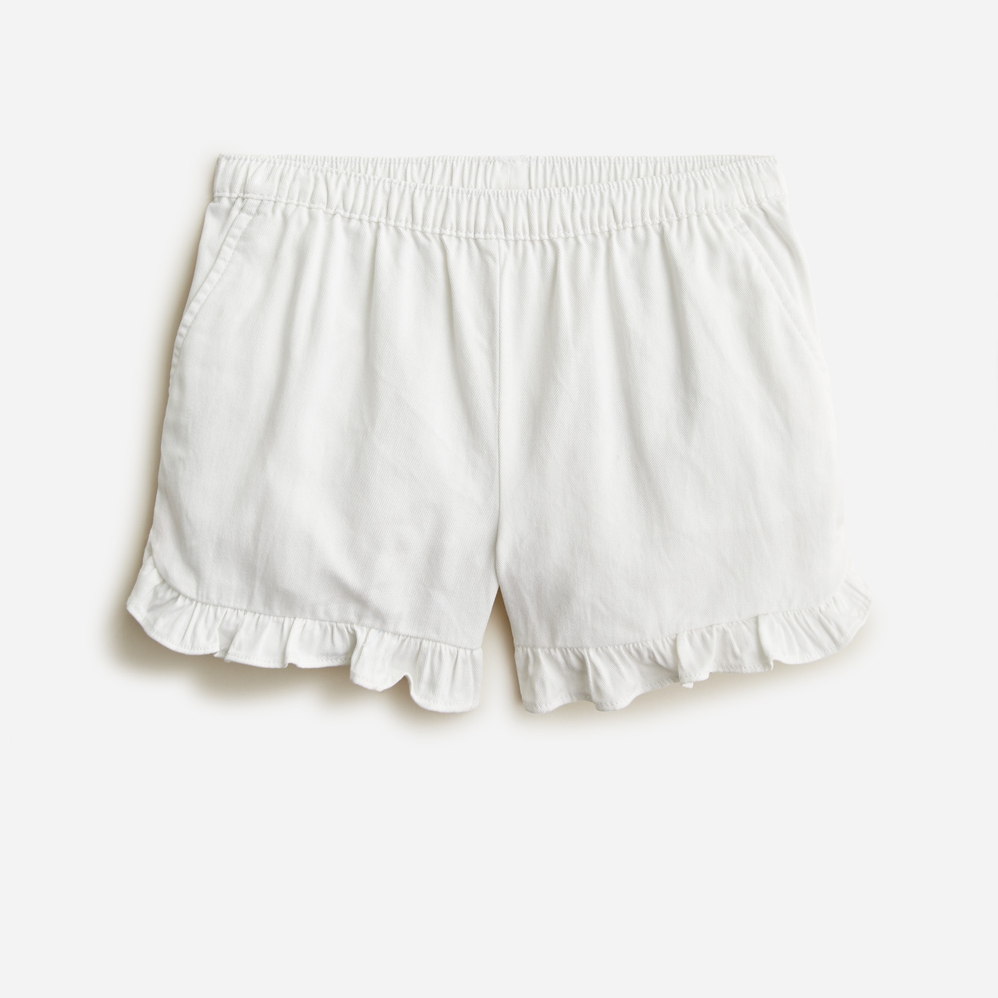 Girls' ruffle pull-on short in soft chino