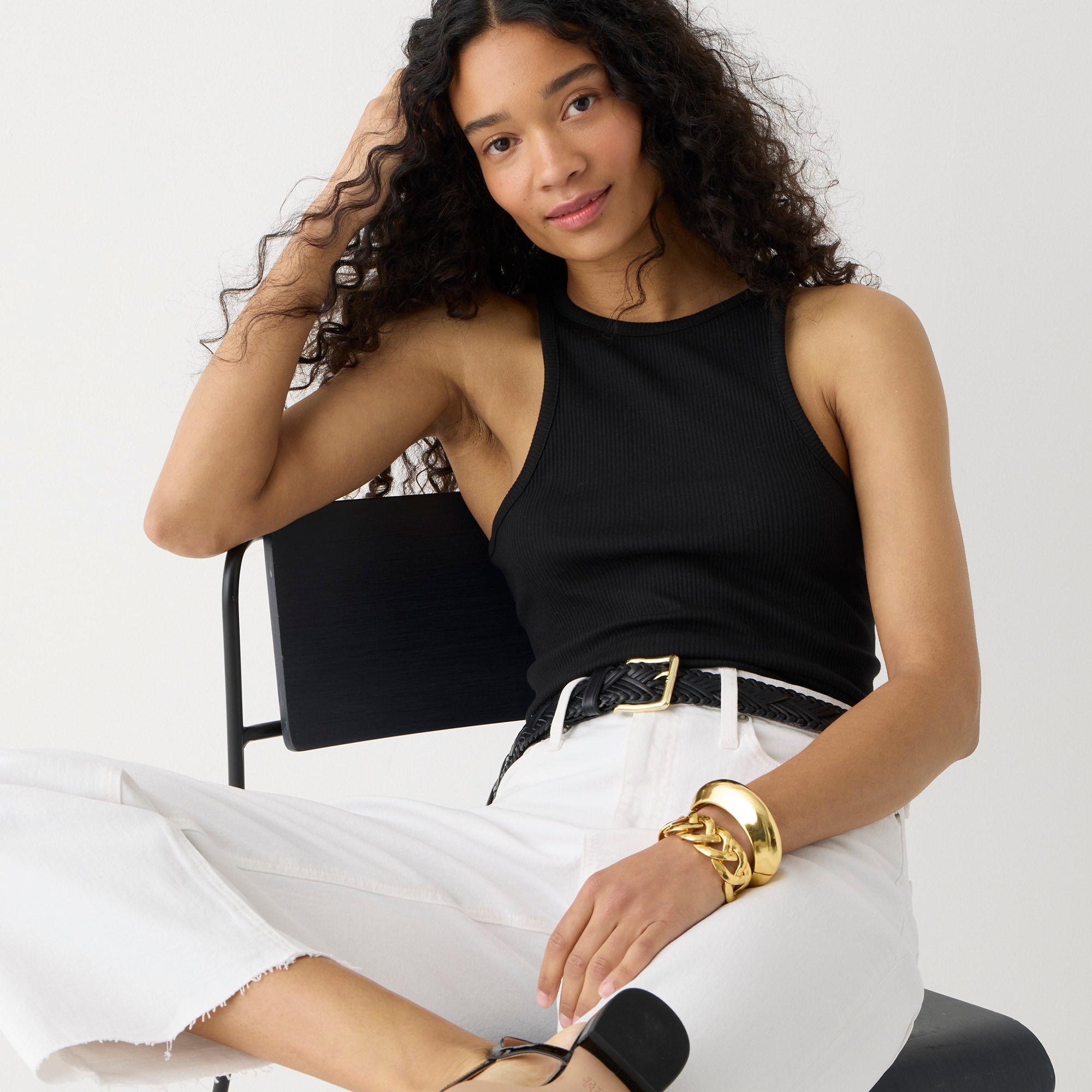 Slim wide-leg jean in white wash