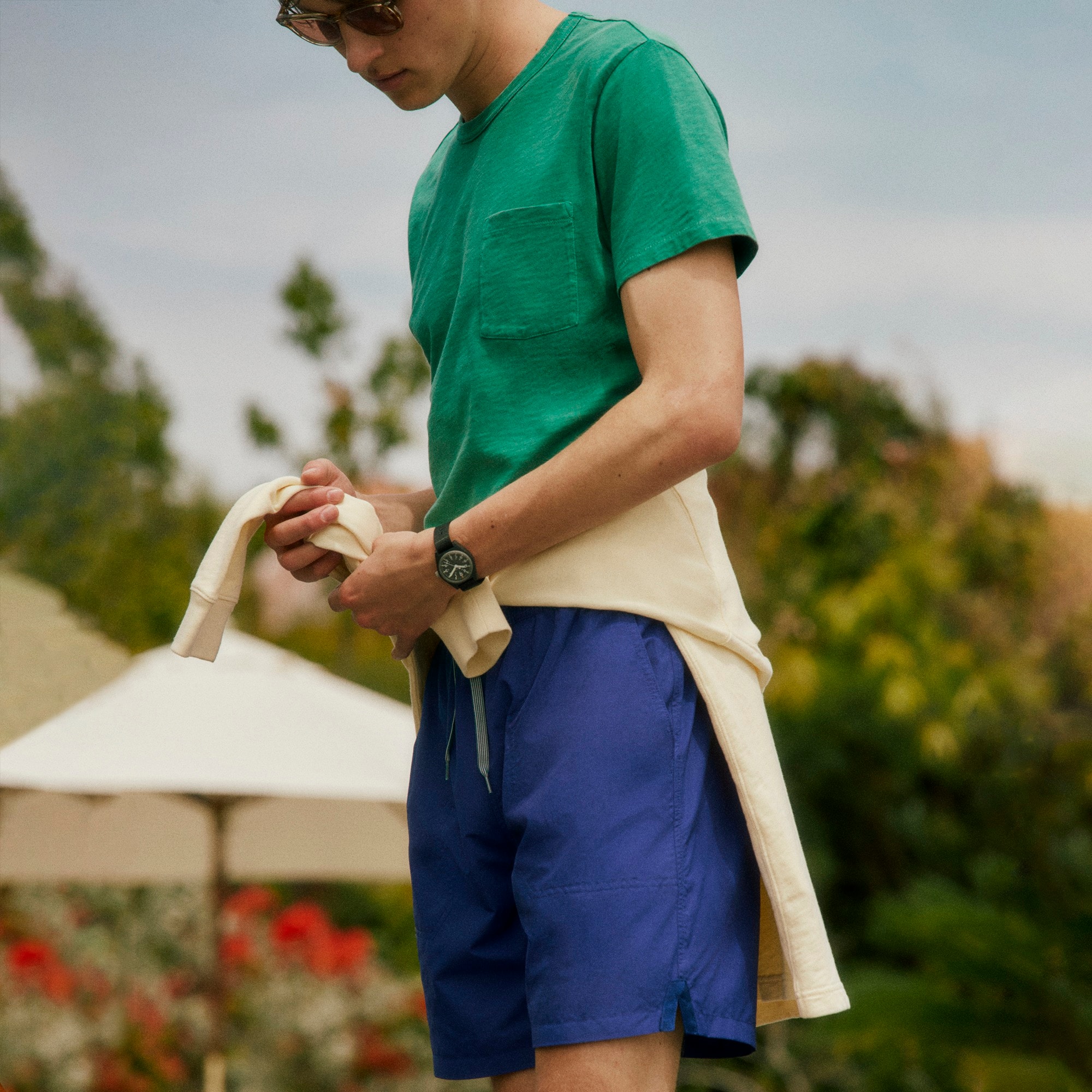 Garment-dyed slub cotton crewneck T-shirt