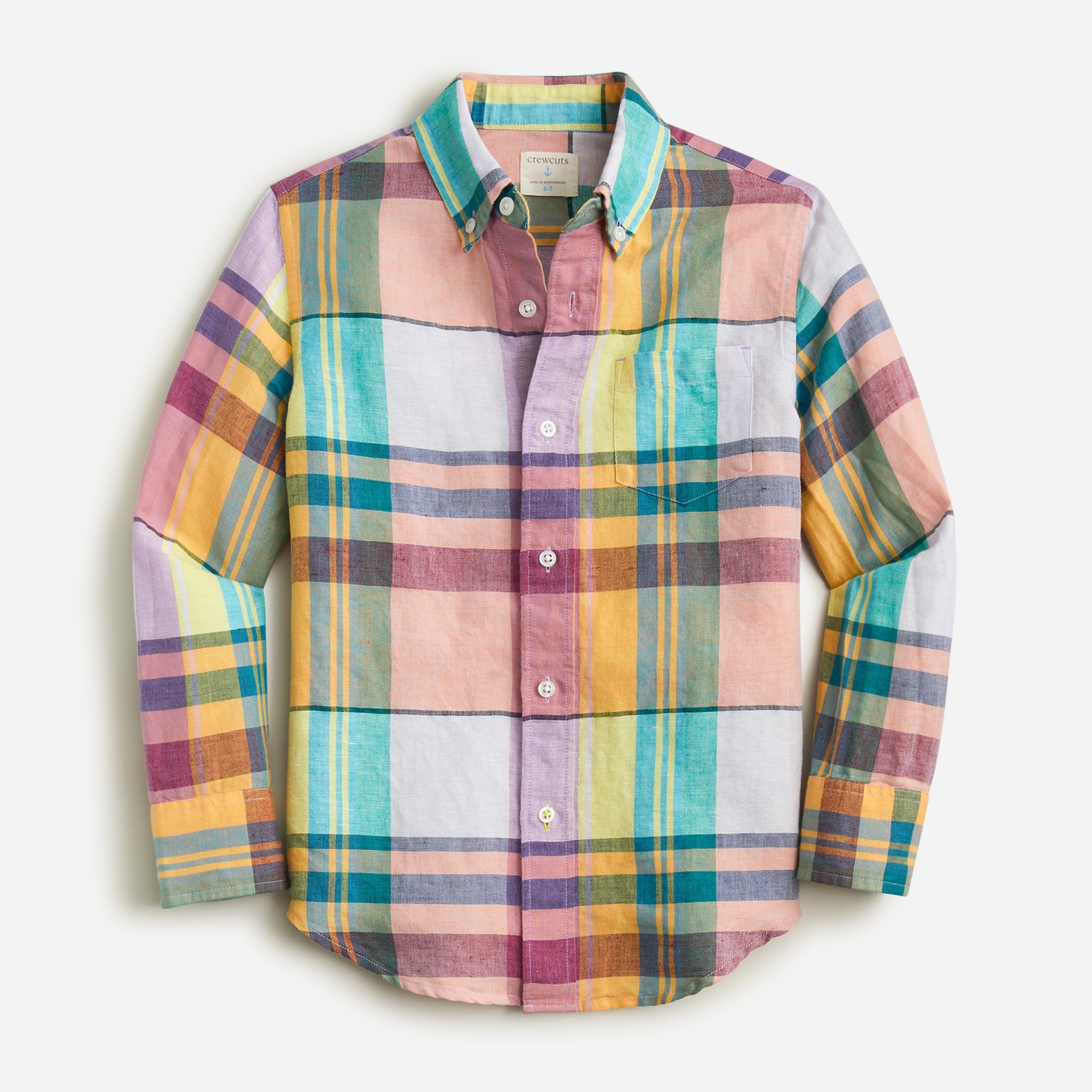 Boys' button-down linen-blend shirt