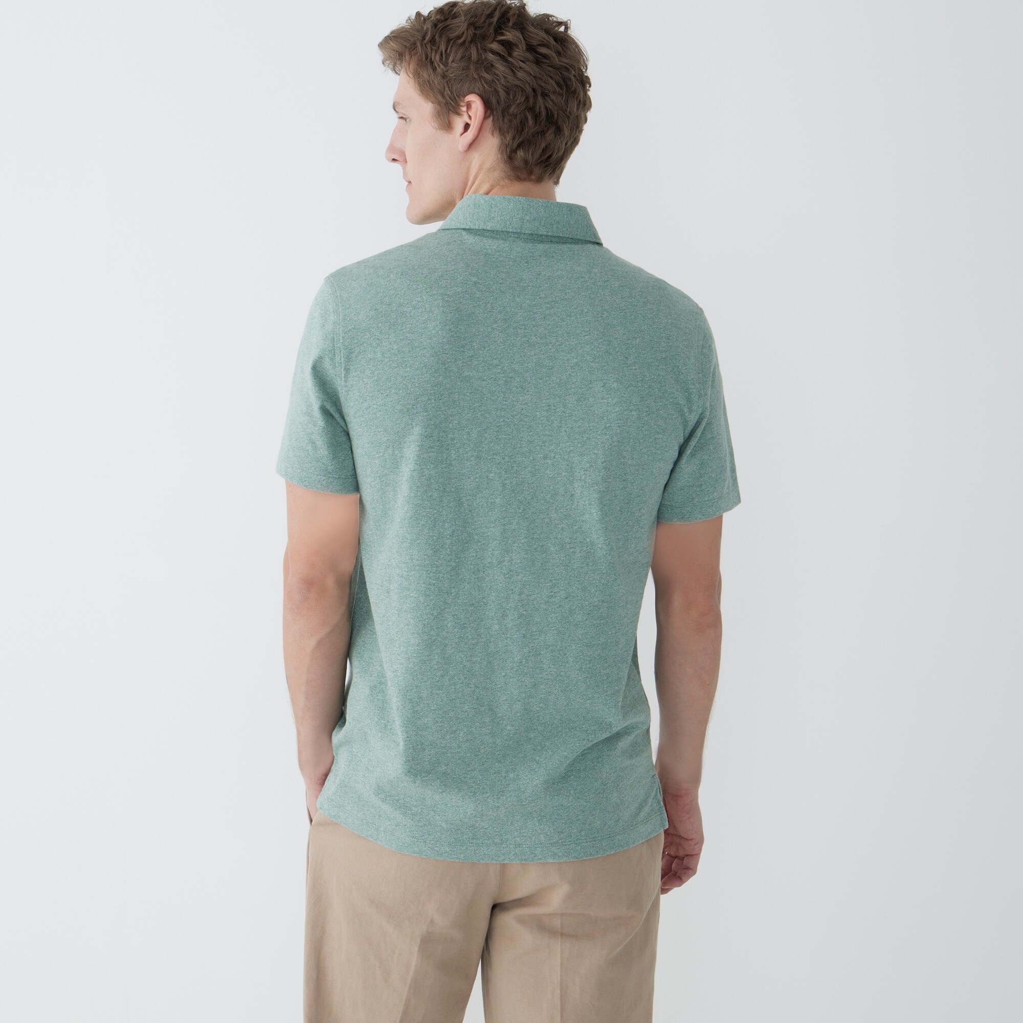 Garment-dyed slub cotton polo shirt