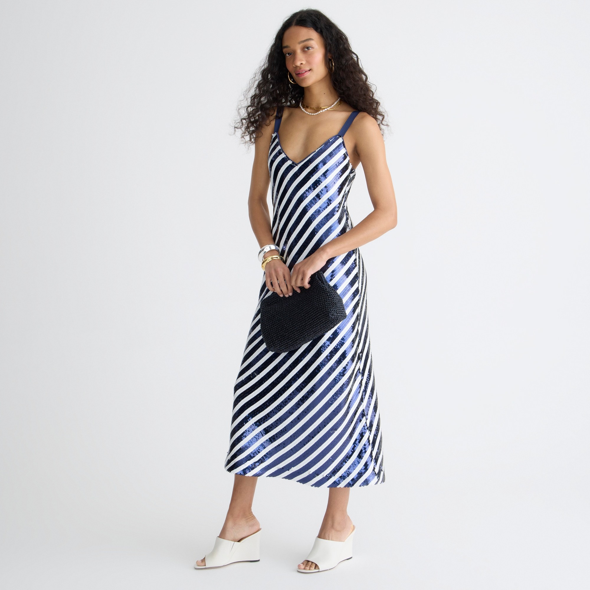 Collection Gwyneth V-neck slip dress in sequin stripe