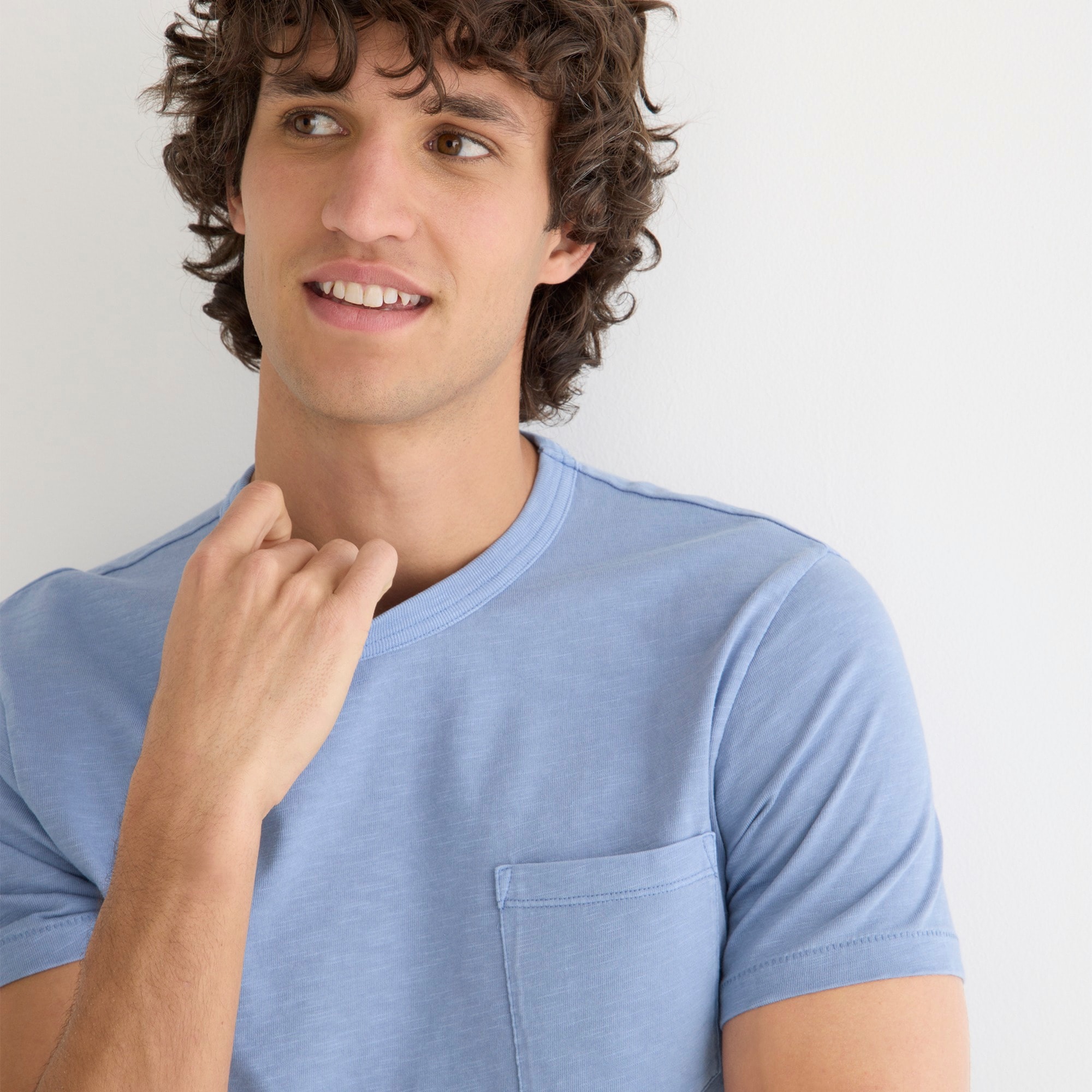 Garment-dyed slub cotton crewneck T-shirt