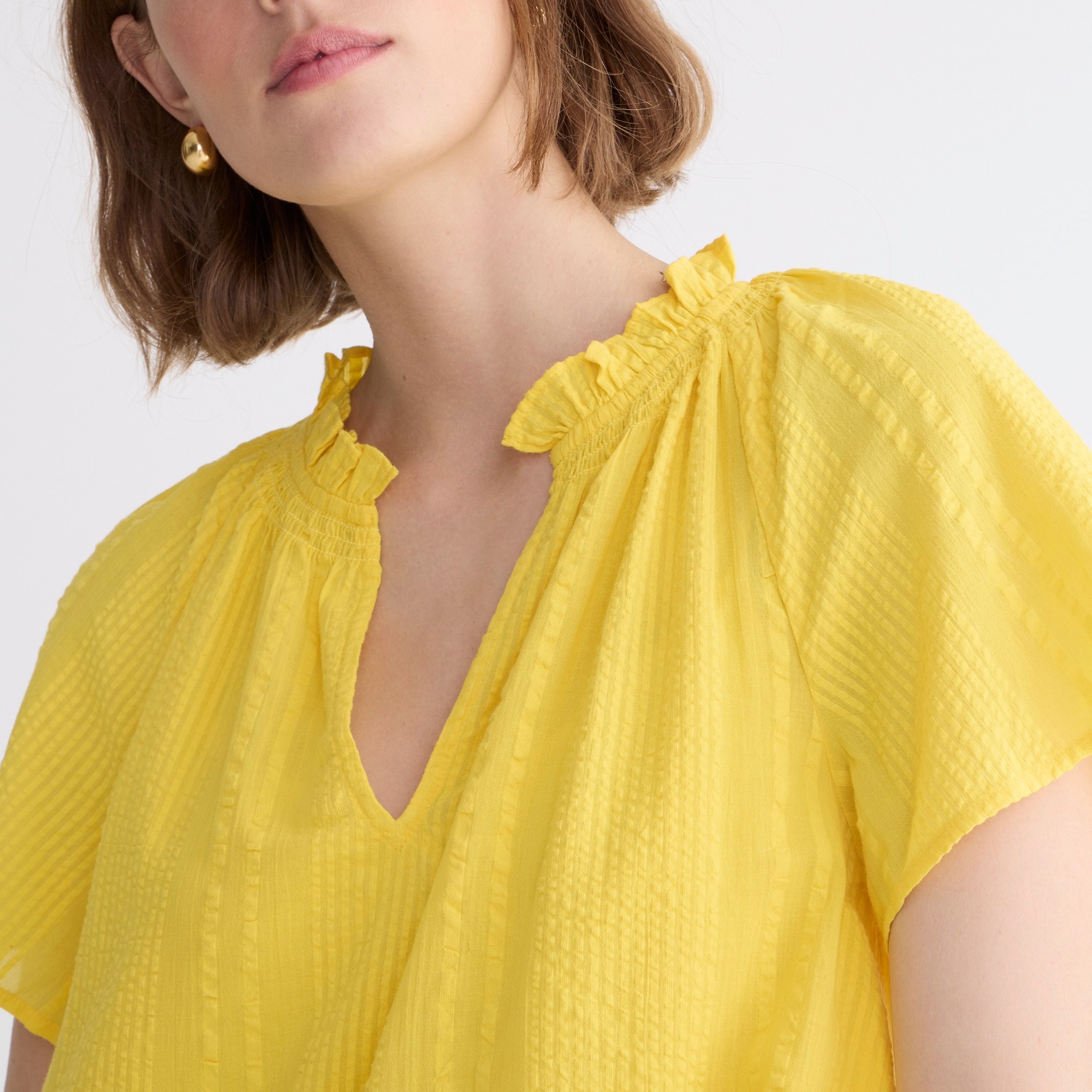 Ruffle-trim tiered dress in cotton dobby