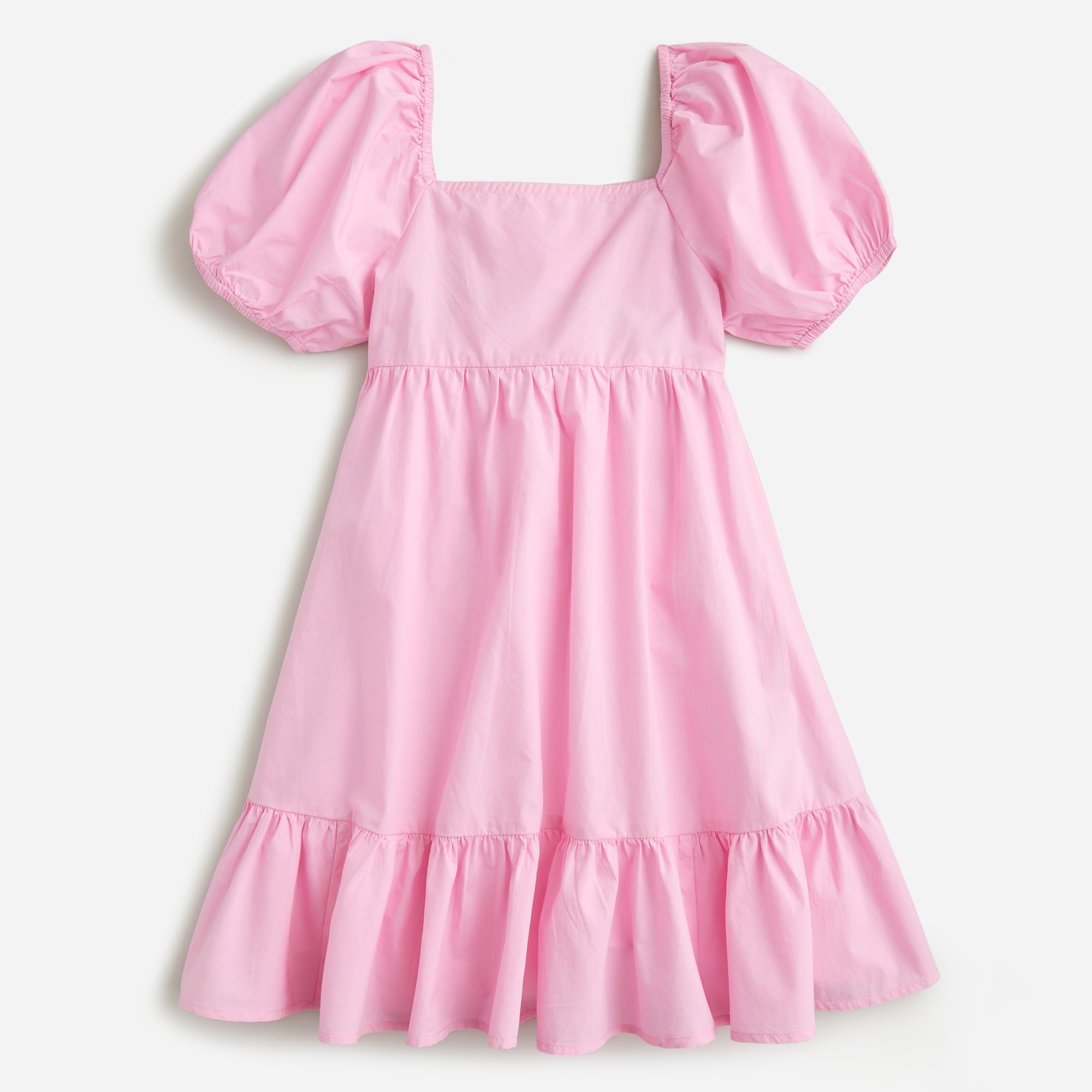 Girls' puff-sleeve cutout dress