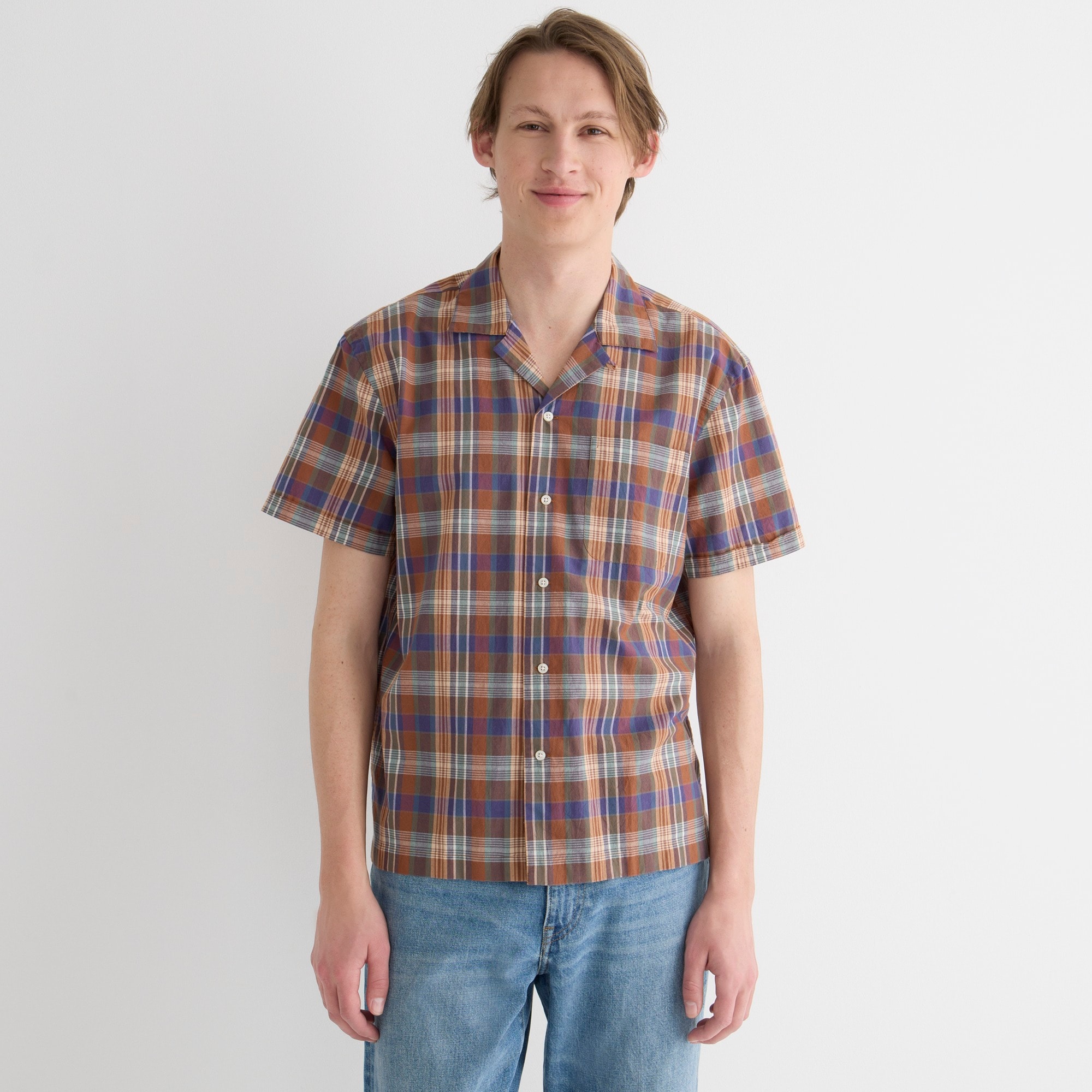 Boxy fit camp-collar shirt