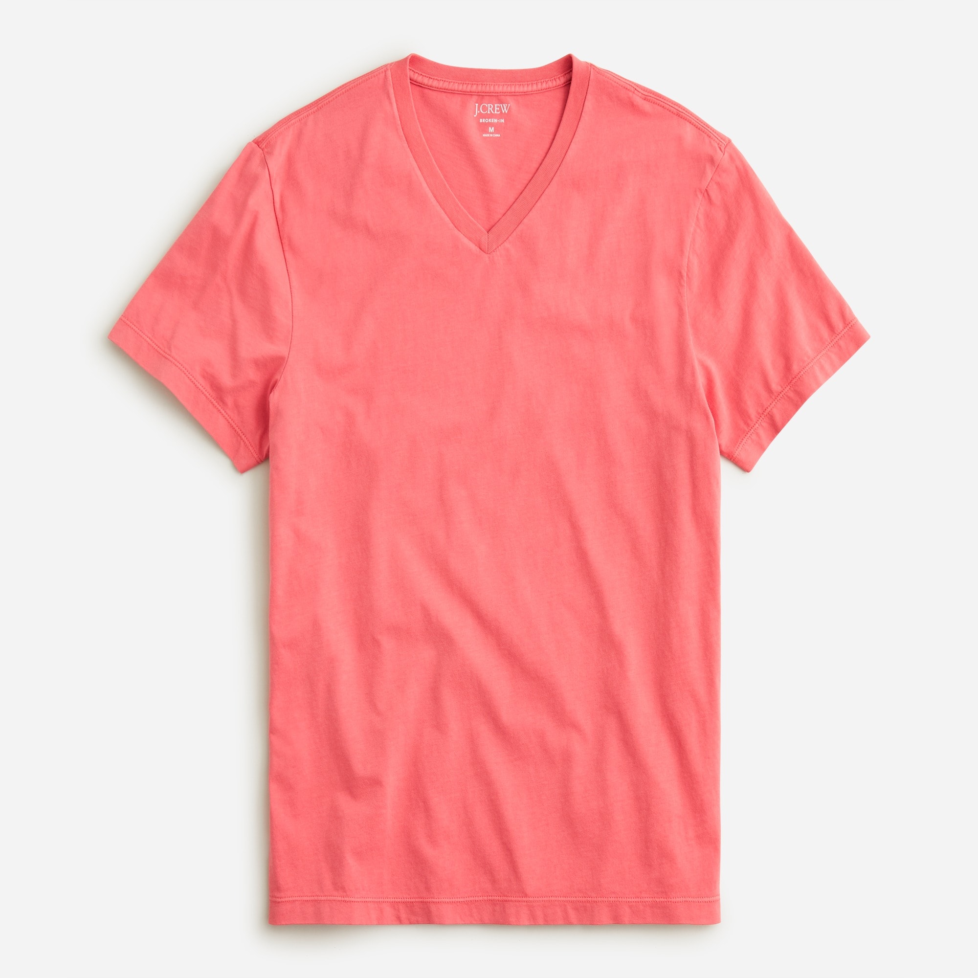 Broken-in short-sleeve V-neck T-shirt