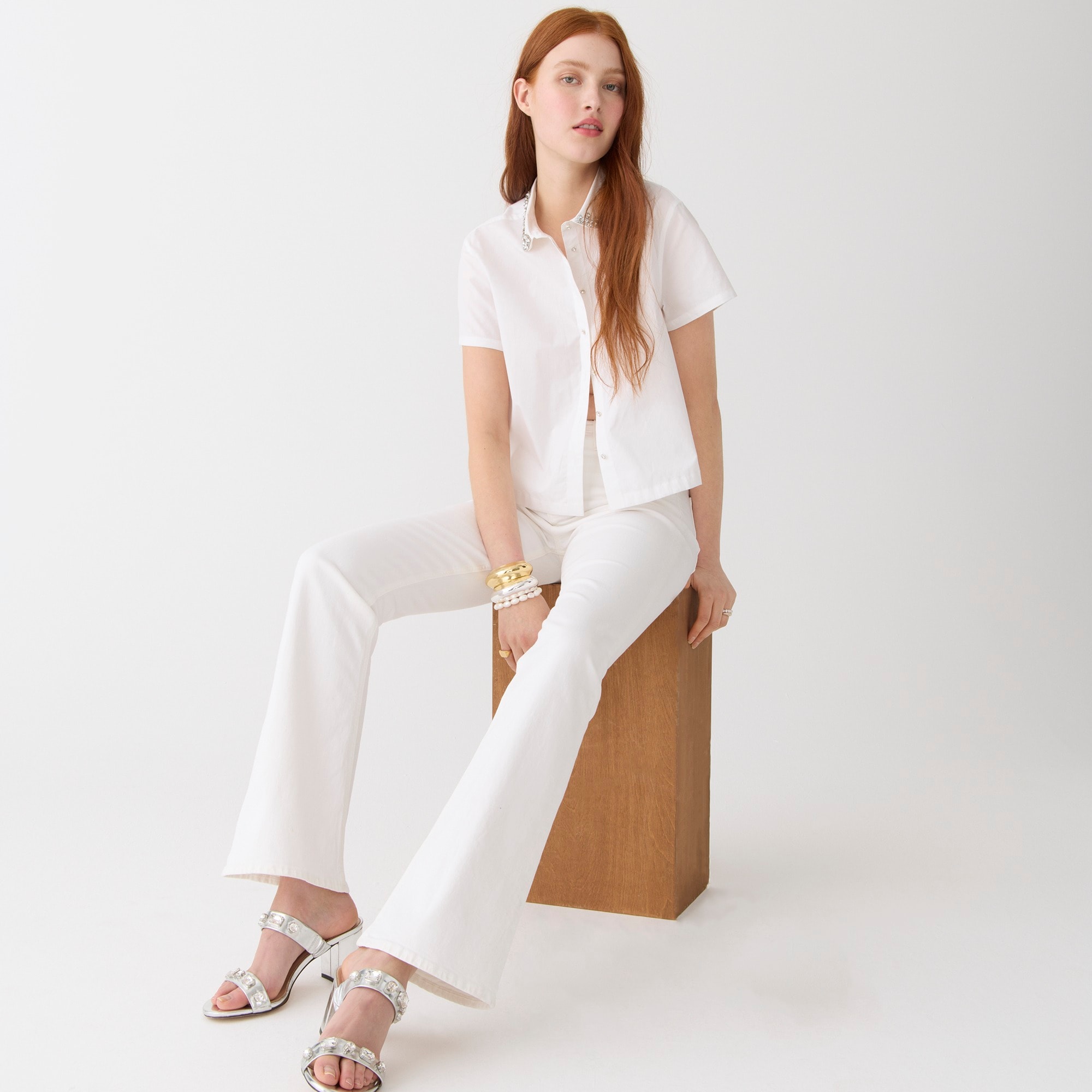 Skinny flare jean in white wash