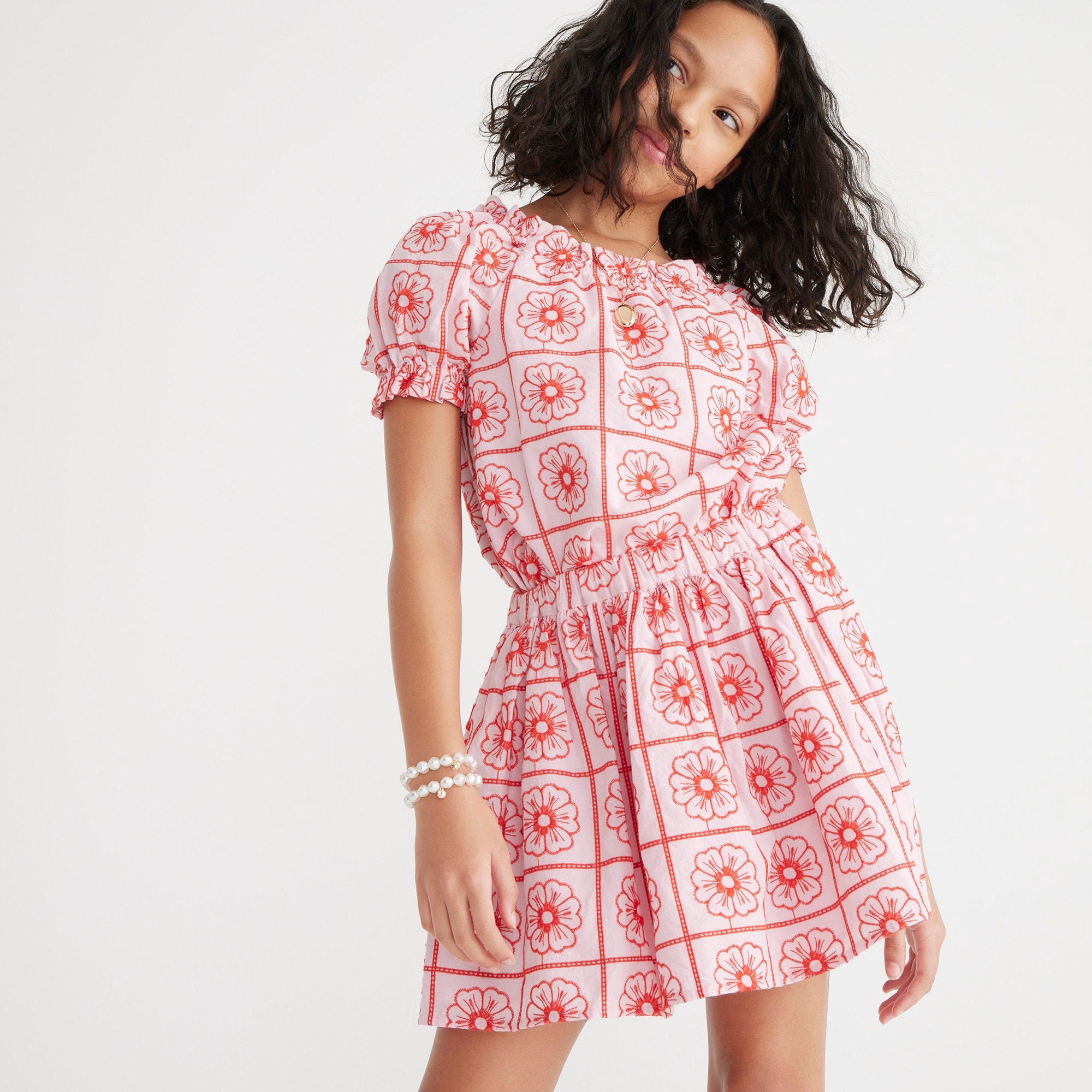 Girls' pull-on skirt with embroidery