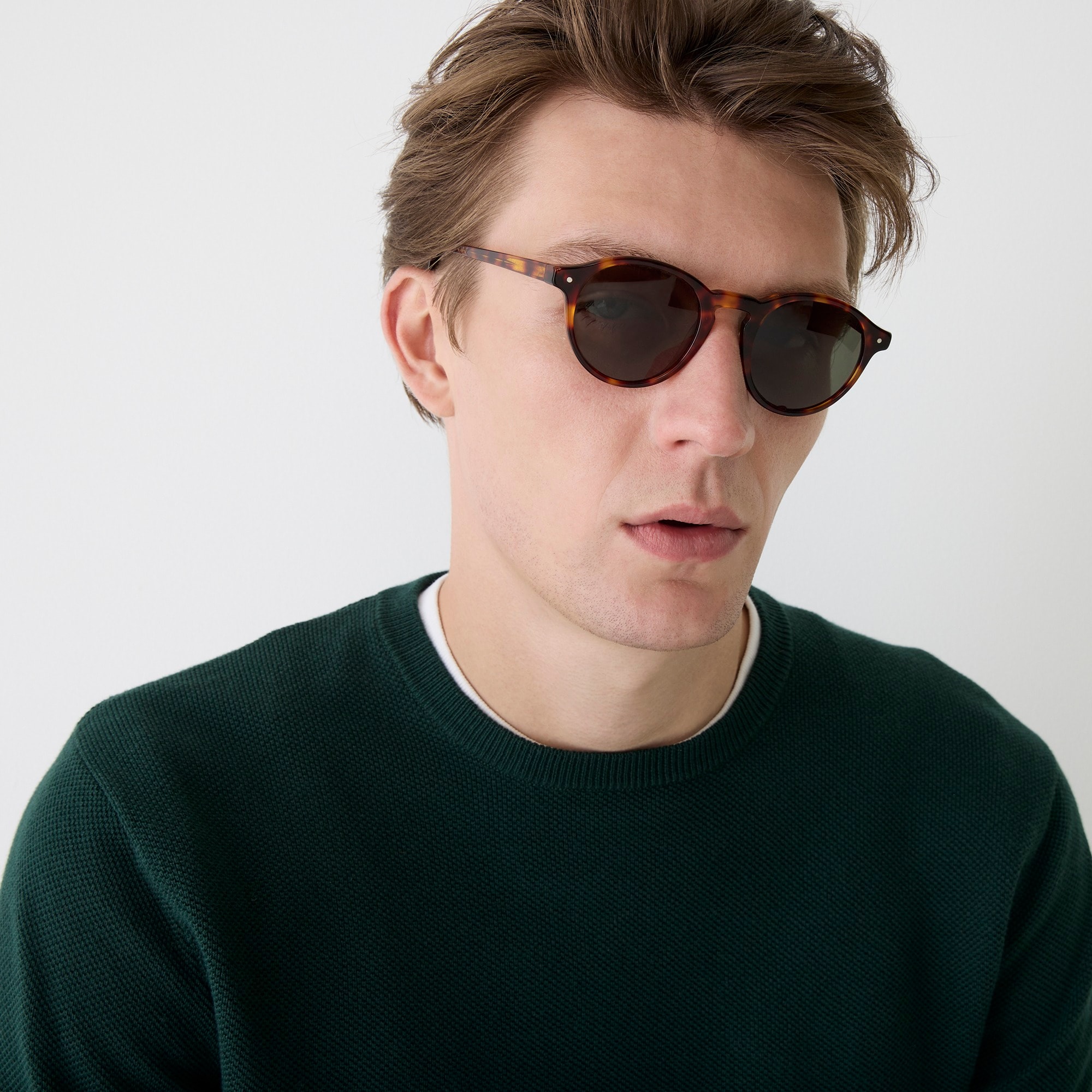 Cotton piqué-stitch crewneck sweater
