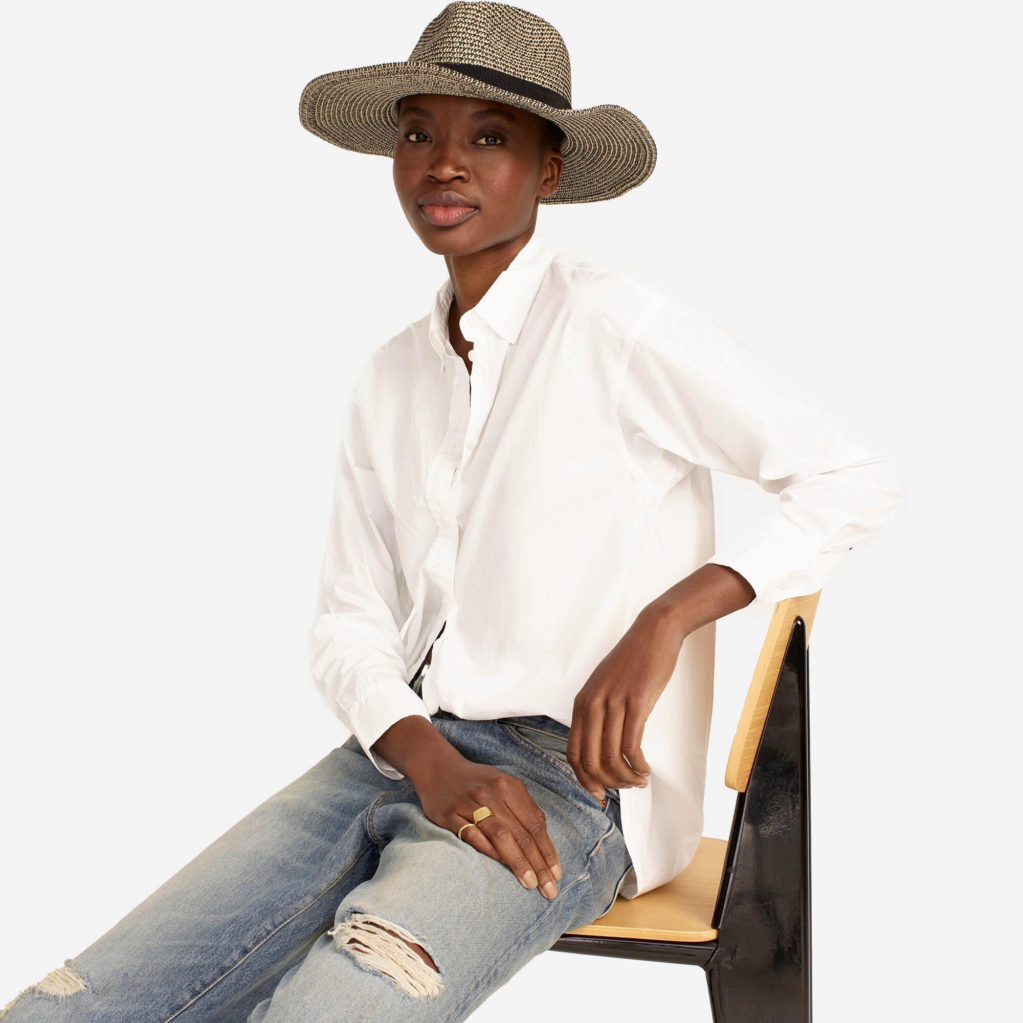 Marled wide brim packable hat