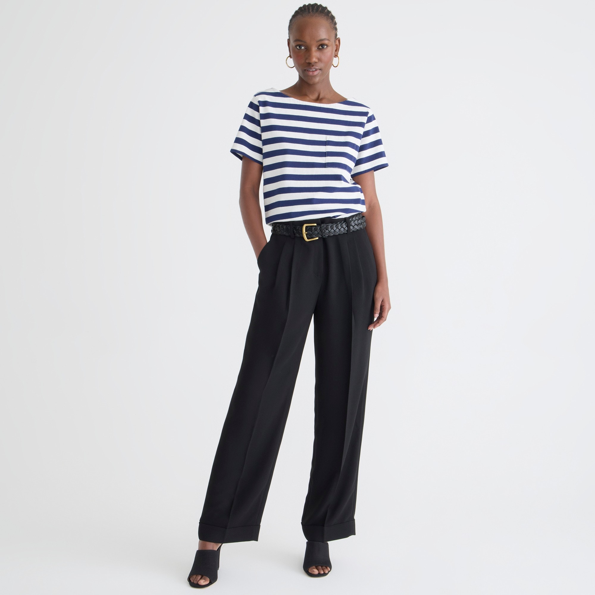 Wide-leg essential pant in city crepe