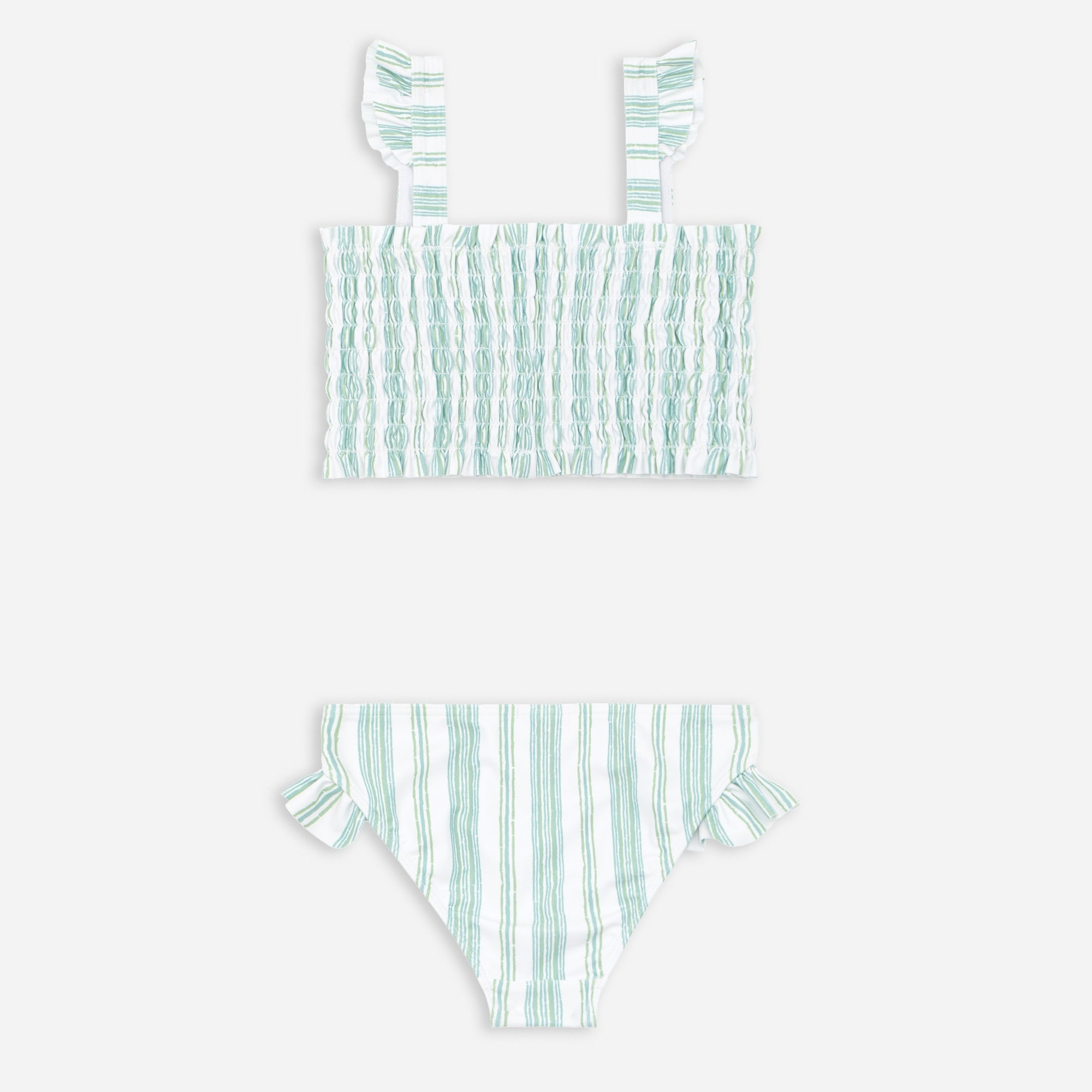 Girls' minnow striped smocked bikini