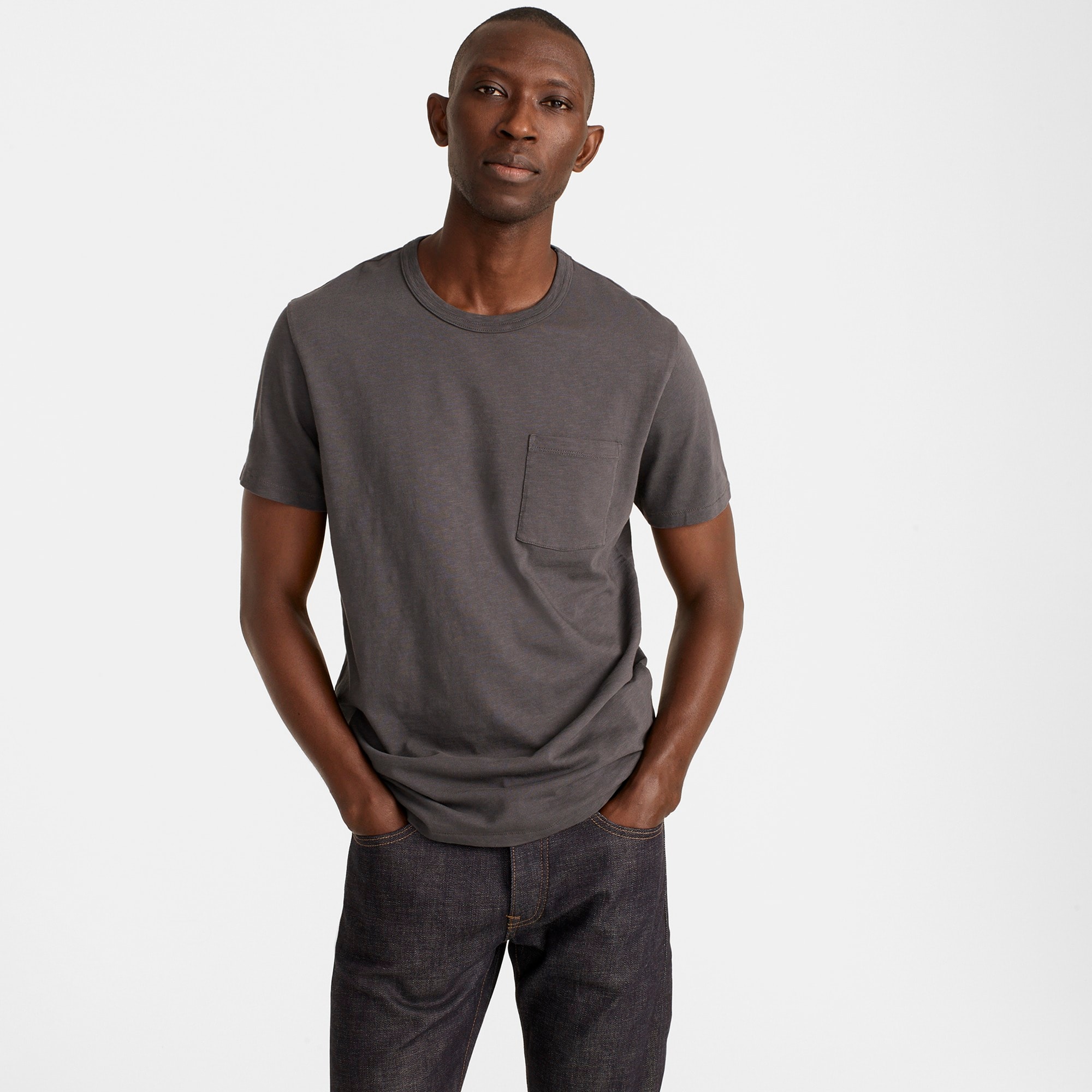 Garment-dyed slub cotton crewneck T-shirt