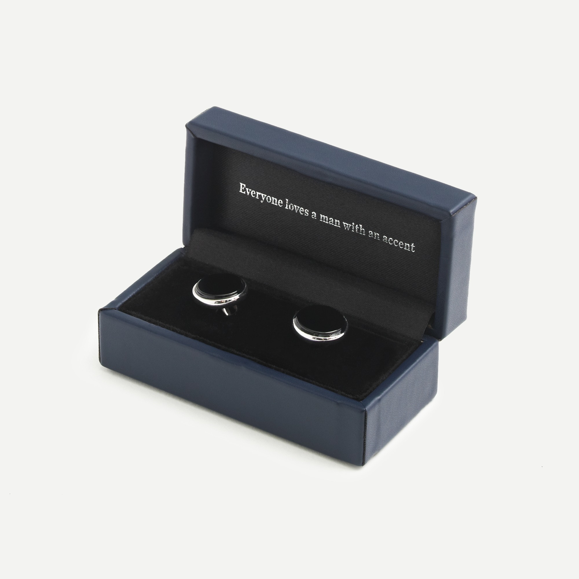 Black onyx sterling silver rounded cuff links