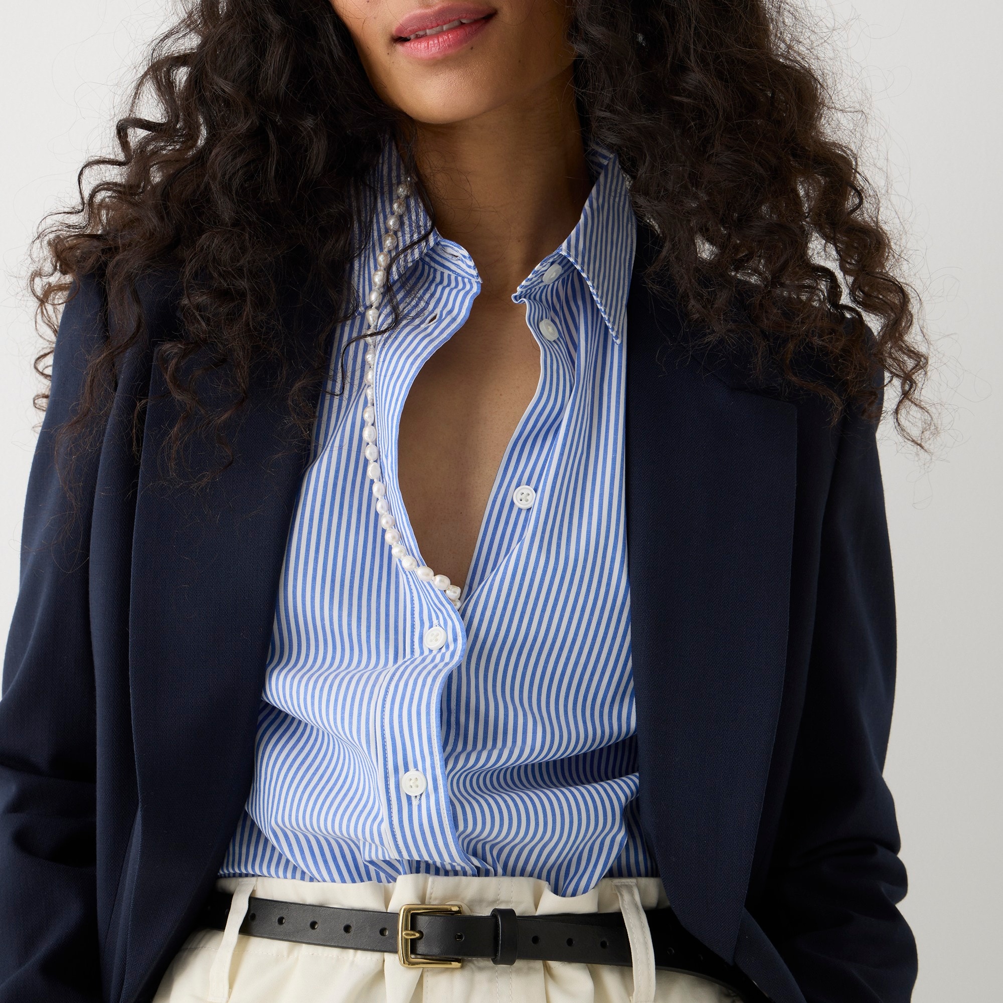 Slim-fit stretch cotton poplin shirt in stripe