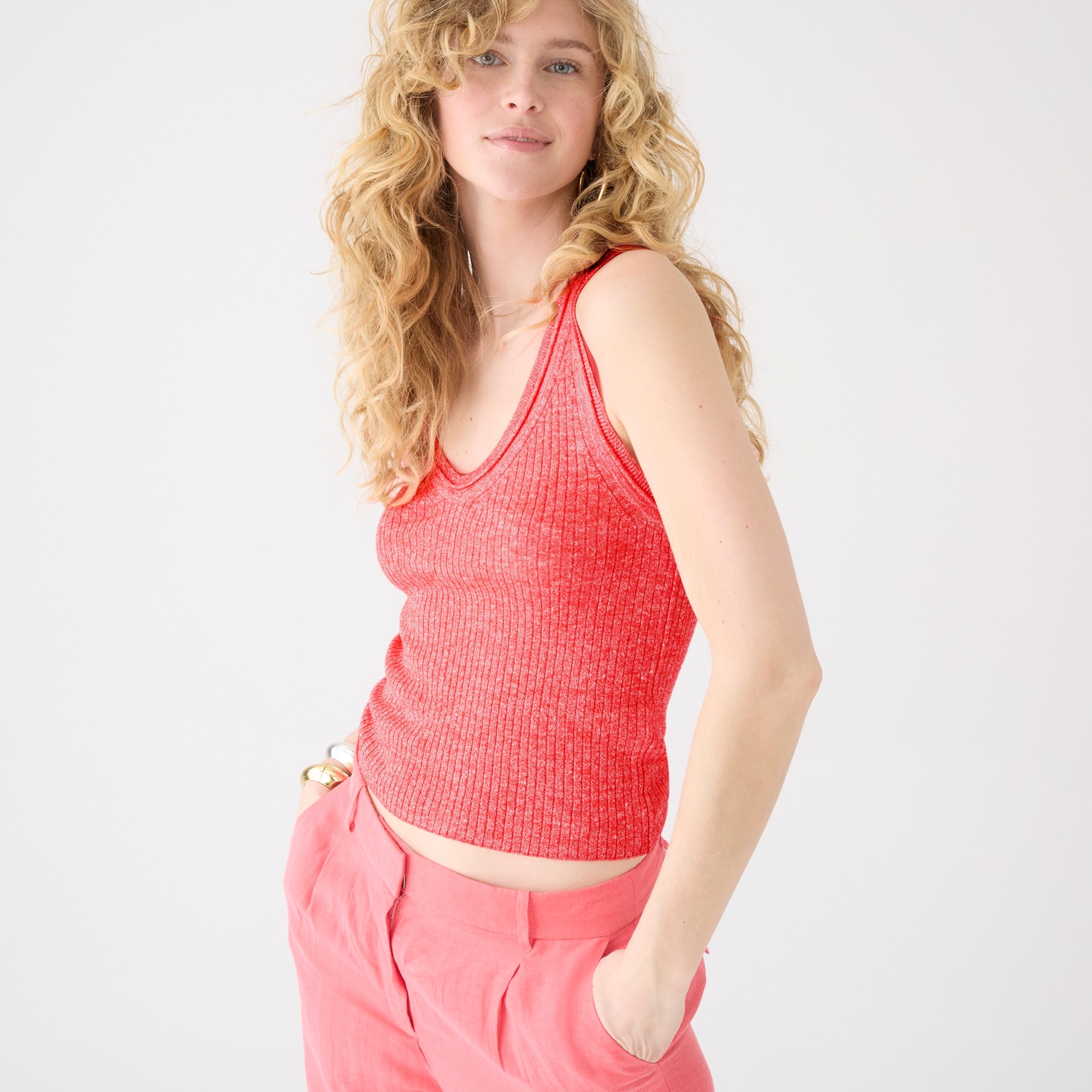 Merino-linen blend sweater-tank