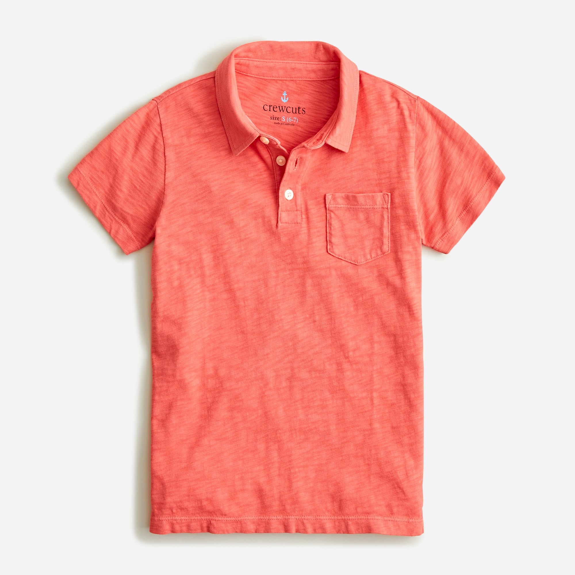 Kids' short-sleeve garment-dyed polo shirt