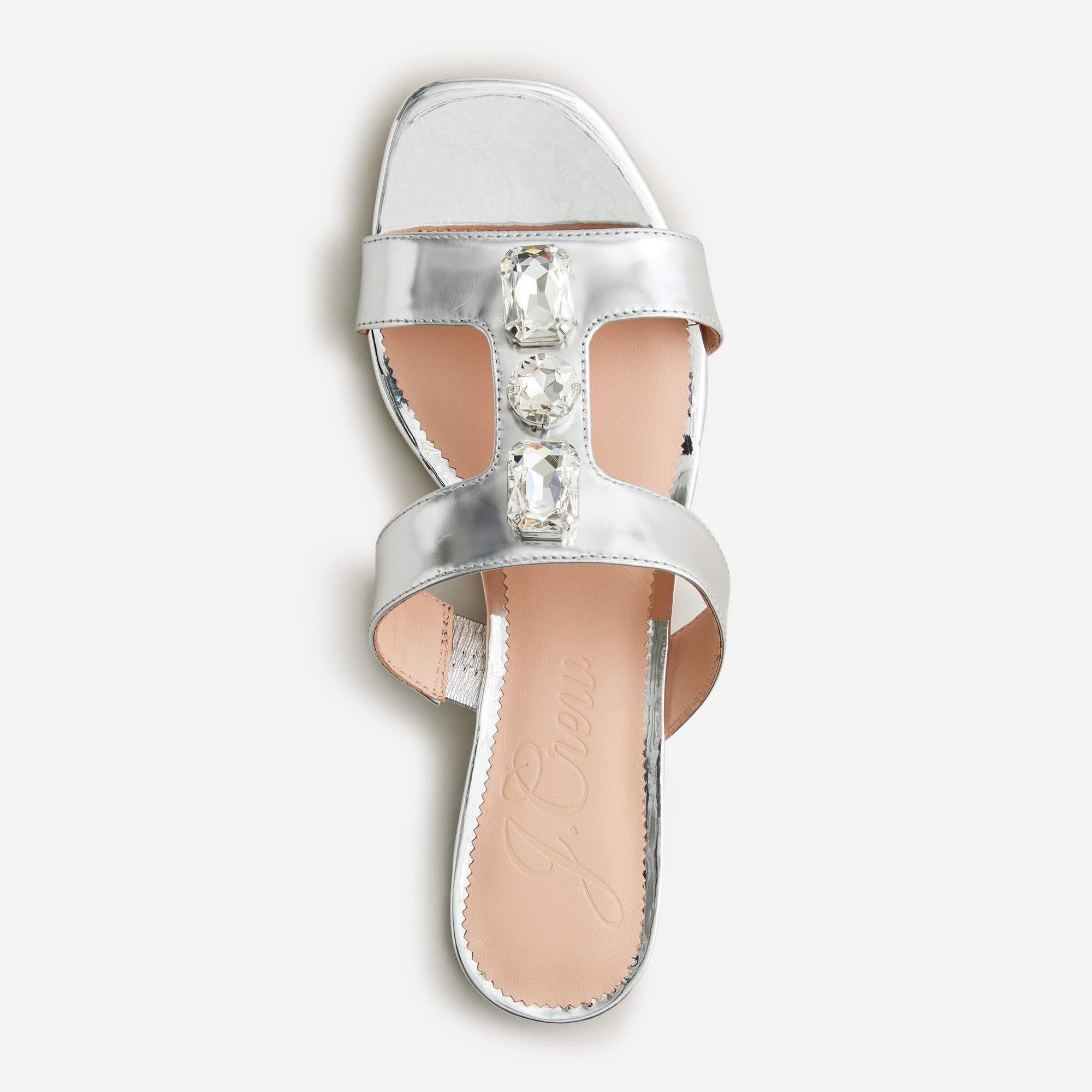 Hazel jeweled cutout sandals in metallic leather