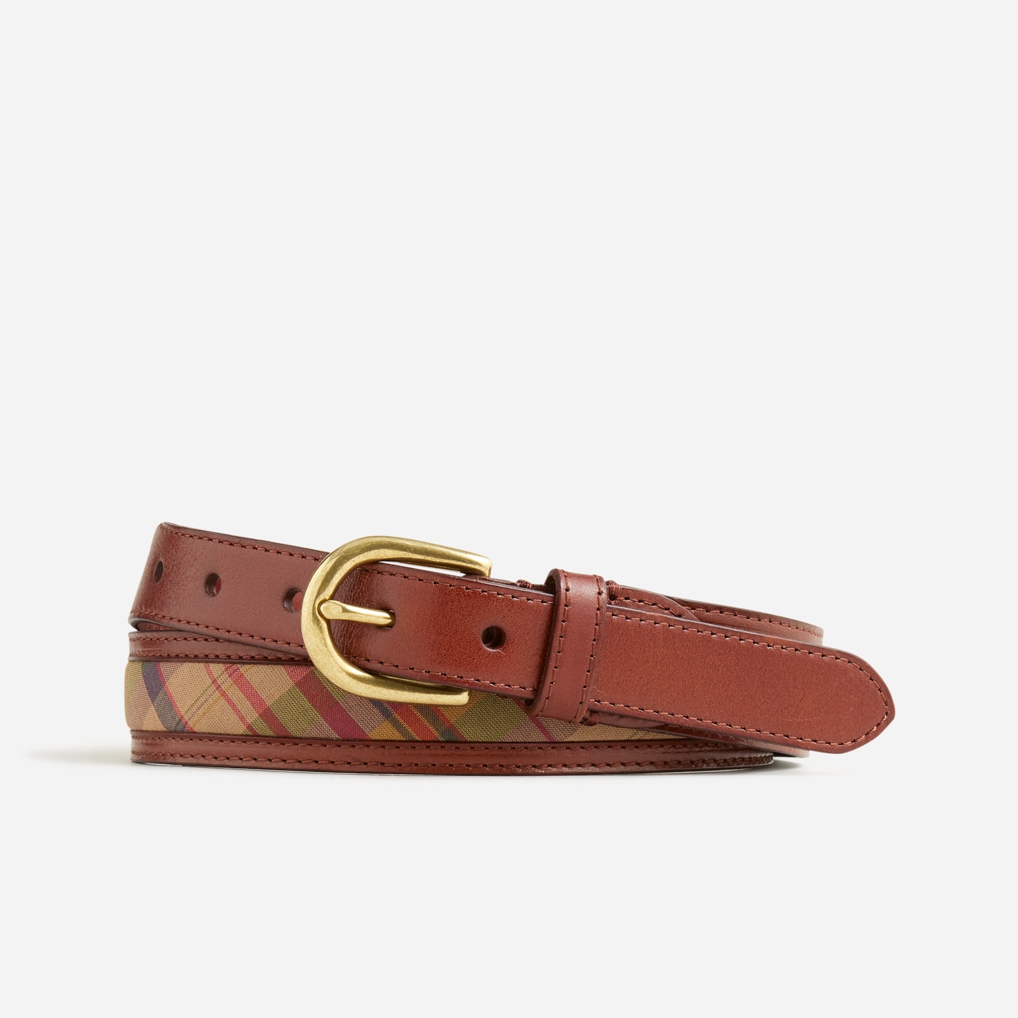 Italian leather madras dress belt