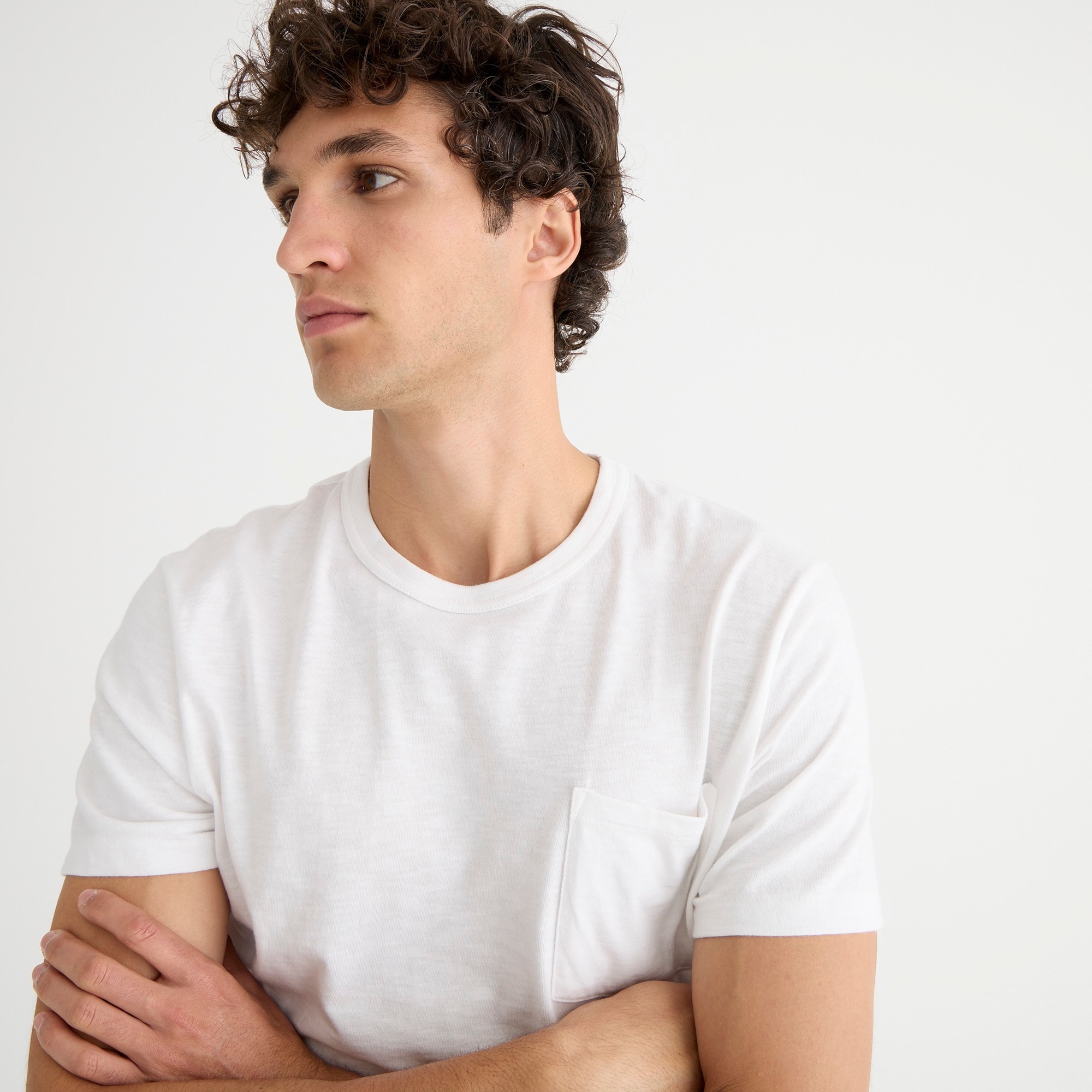 Garment-dyed slub cotton crewneck T-shirt