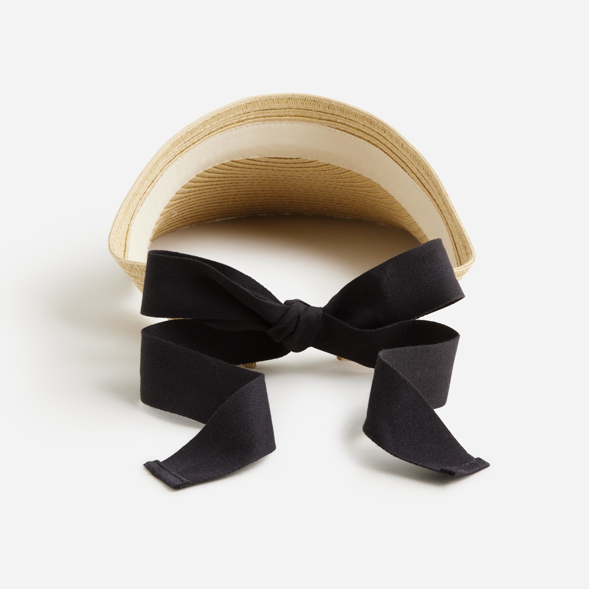 Packable straw visor with ribbon ties