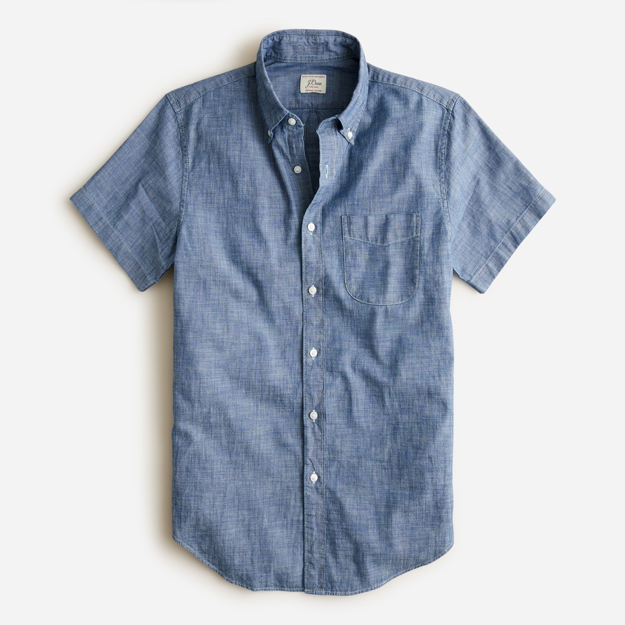 Short-sleeve indigo organic chambray shirt