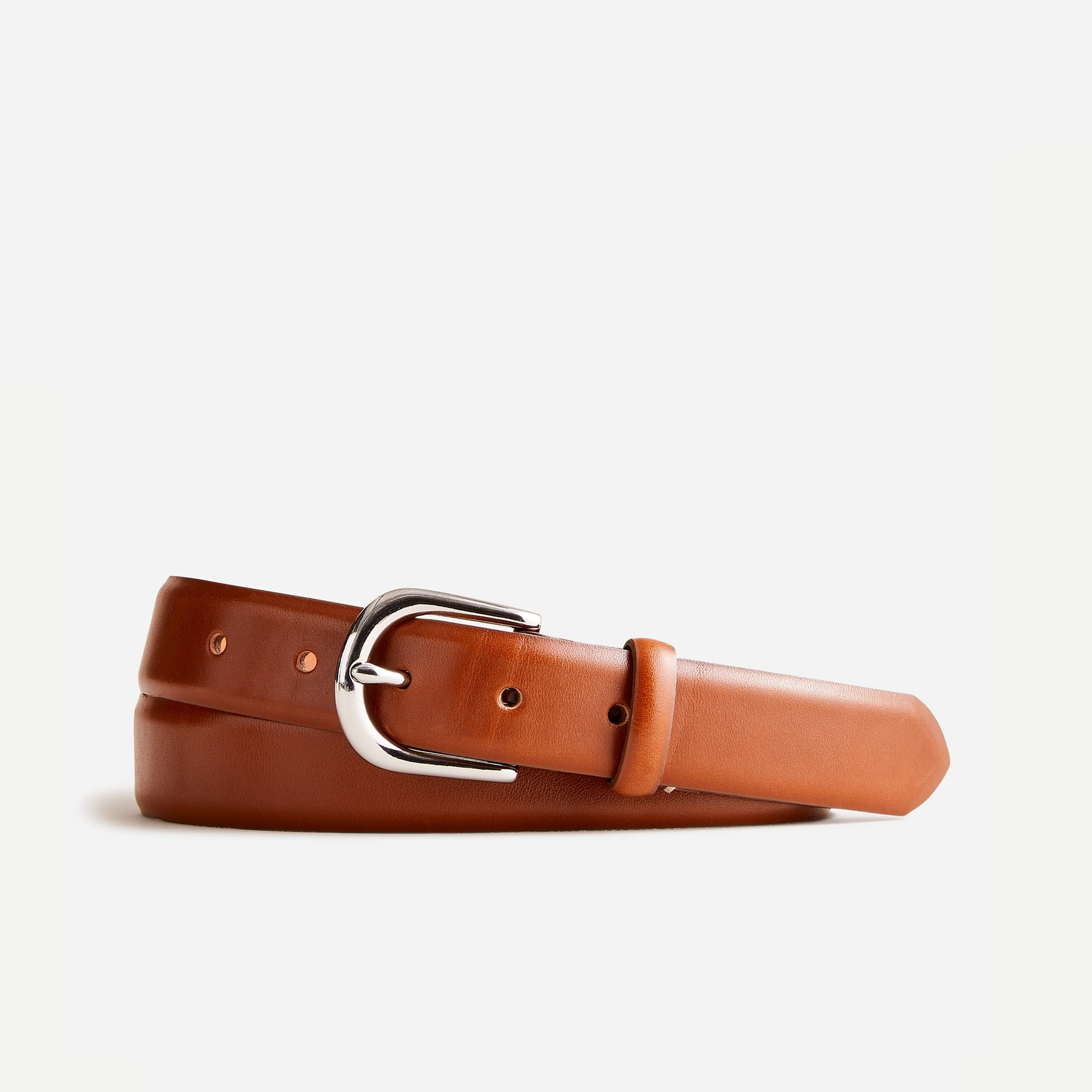 Leather round-buckle dress belt