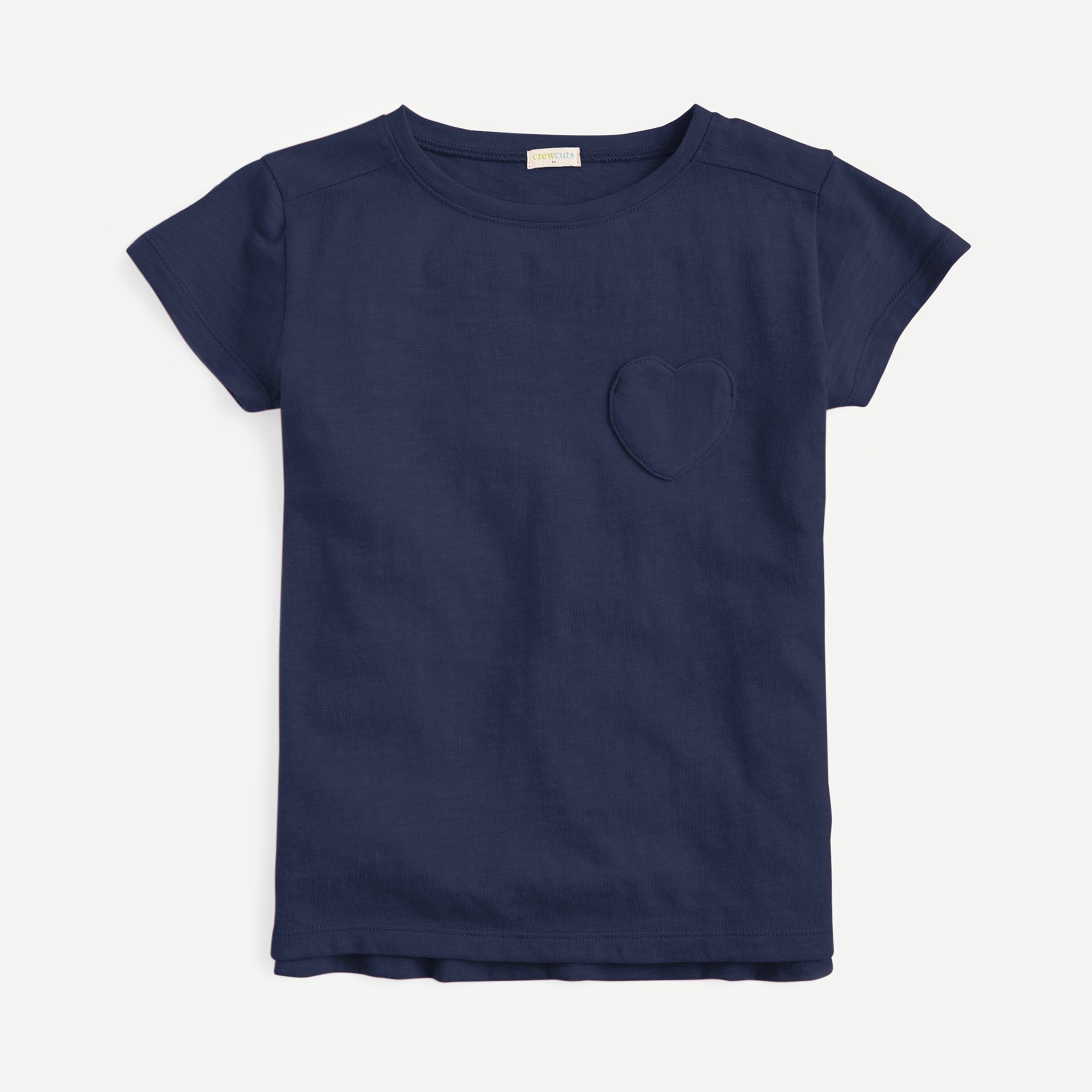 Girls' short-sleeve heart-pocket T-shirt