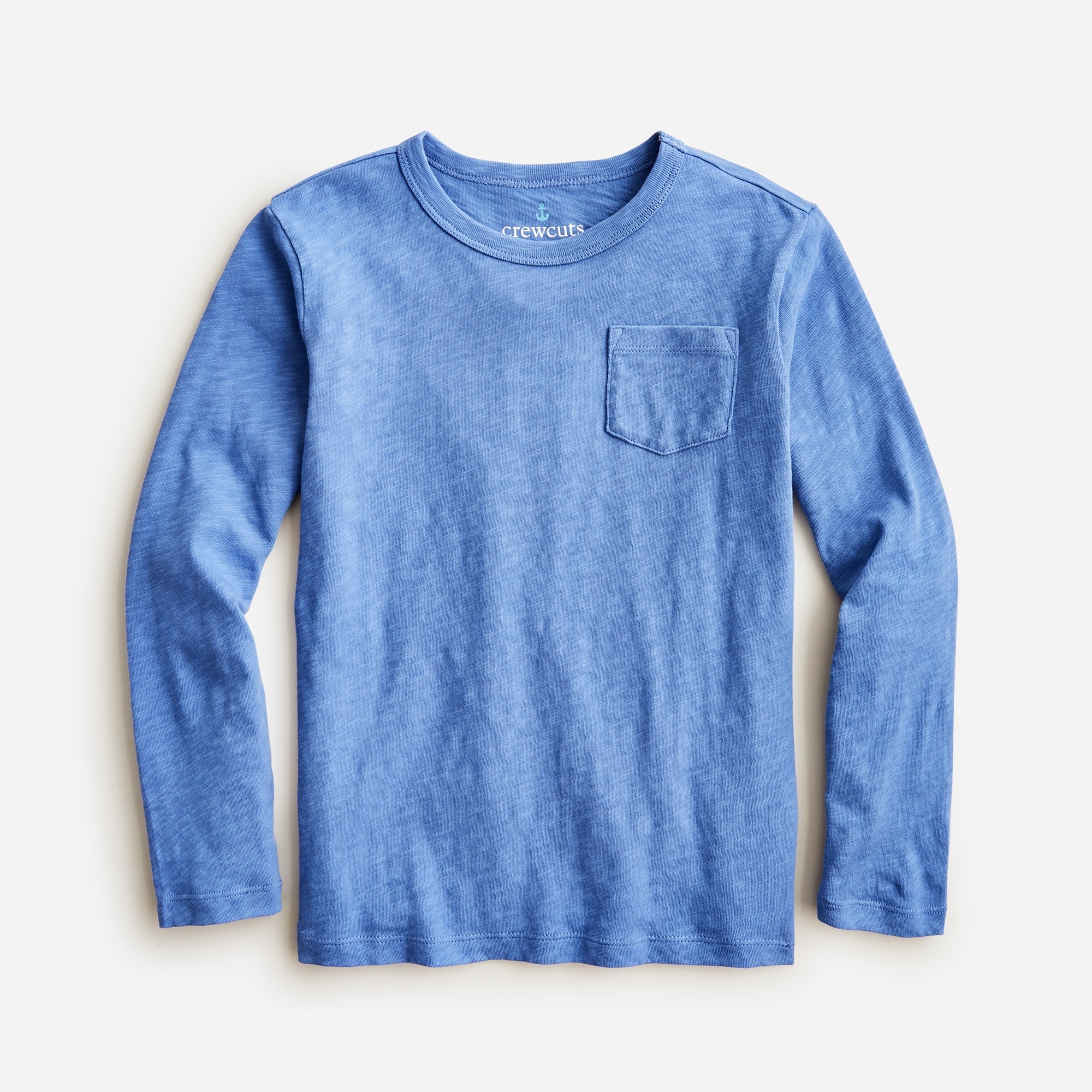 Boys' long-sleeve pocket T-shirt in slub cotton