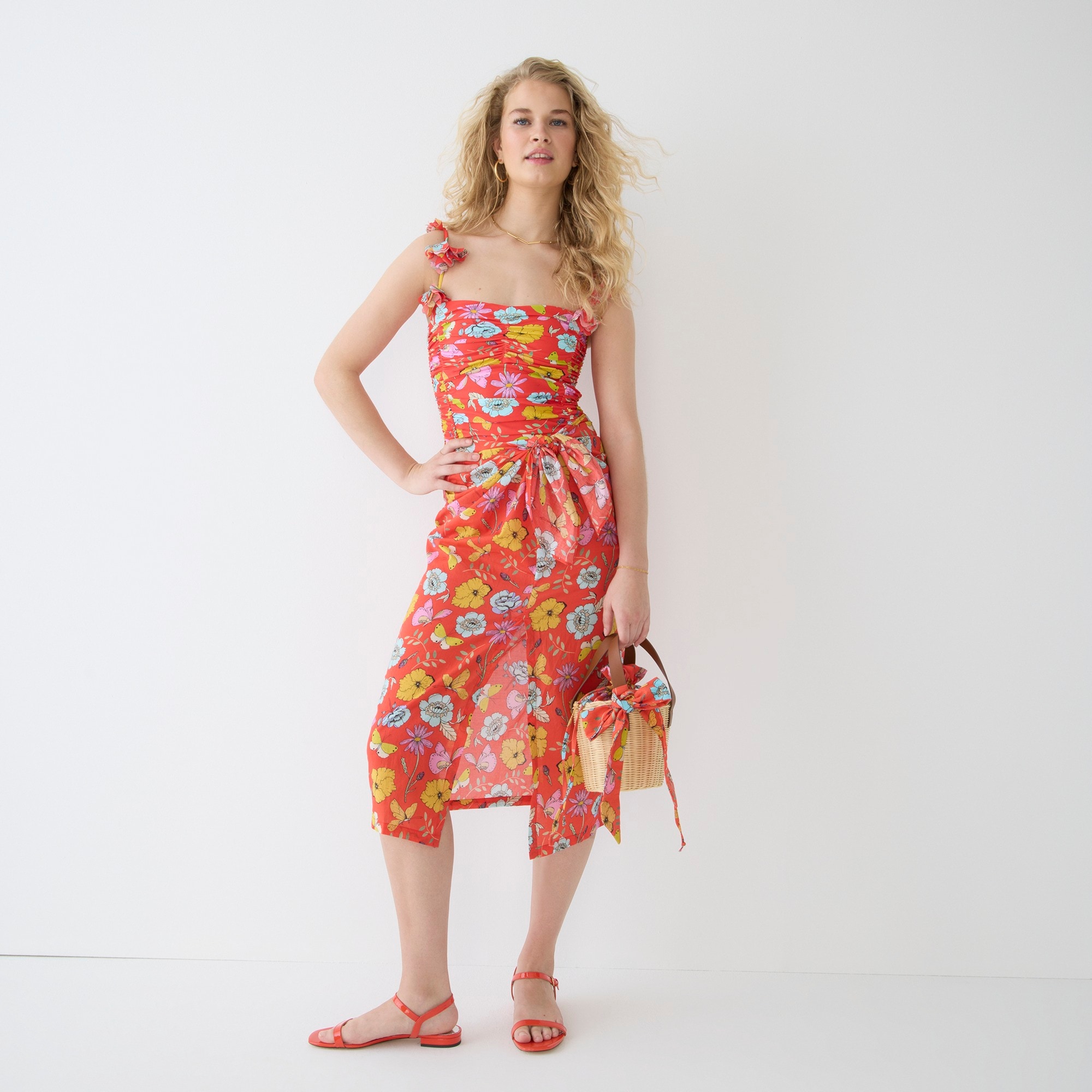 Dauphinette X J.Crew wicker bag in red blooms