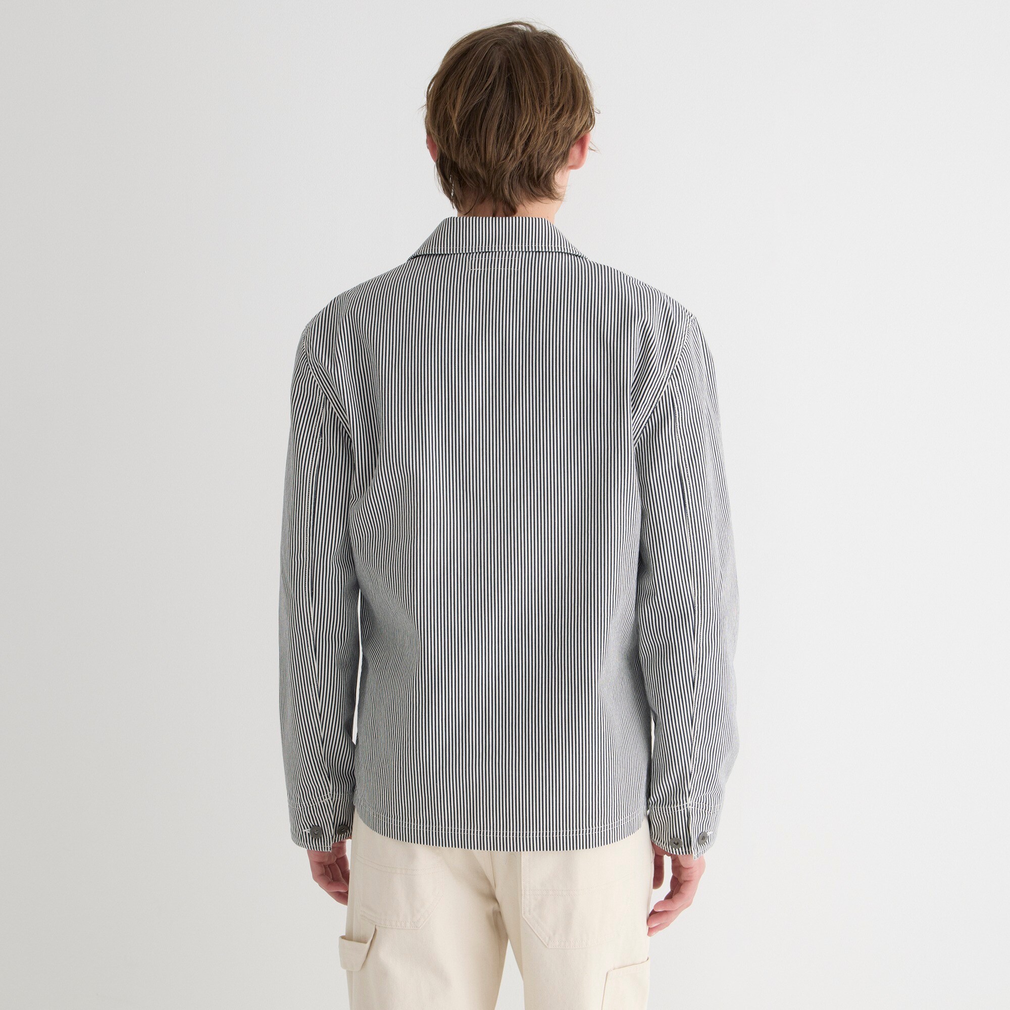 Wallace & Barnes duck canvas chore jacket in hickory stripe
