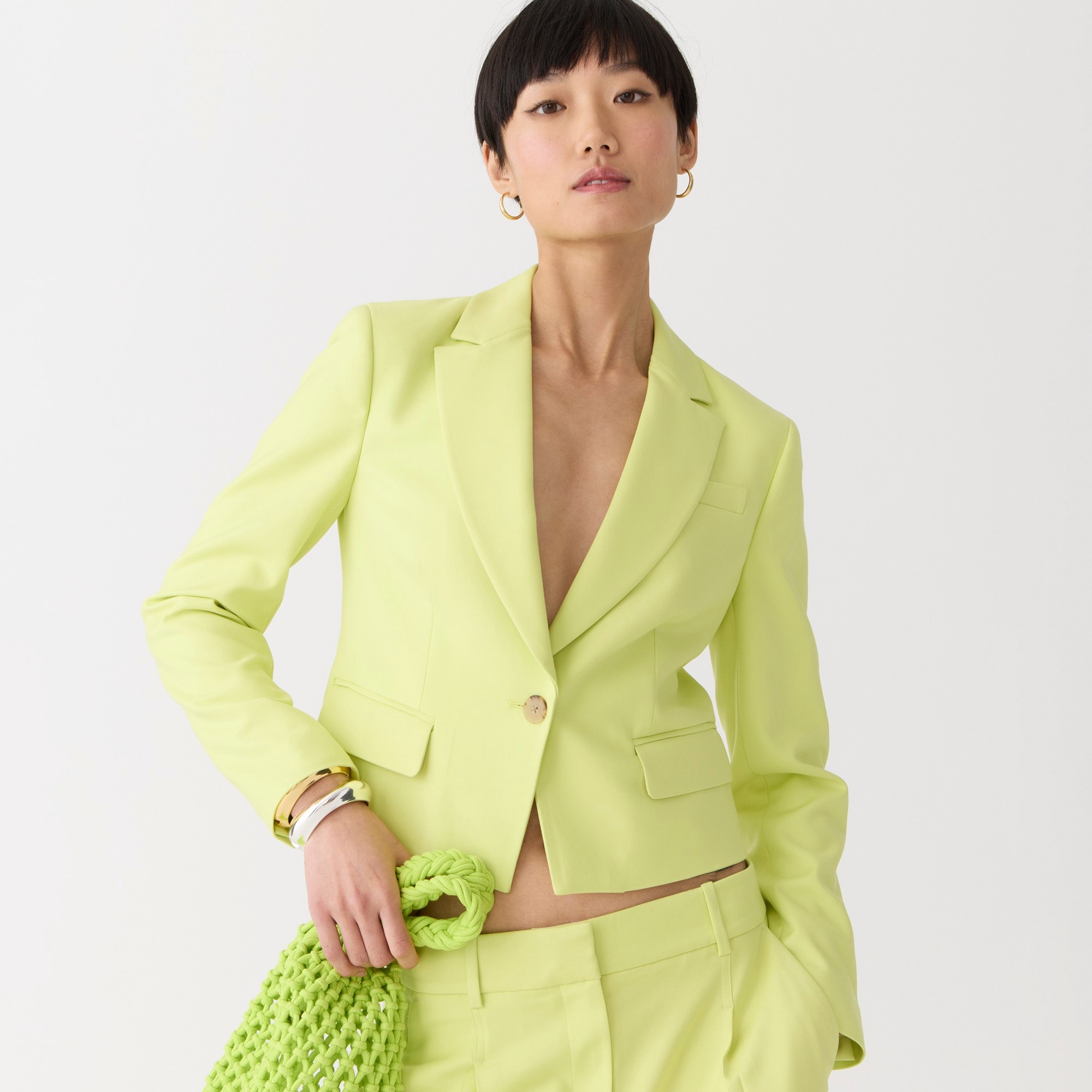 Cropped blazer in drapey twill