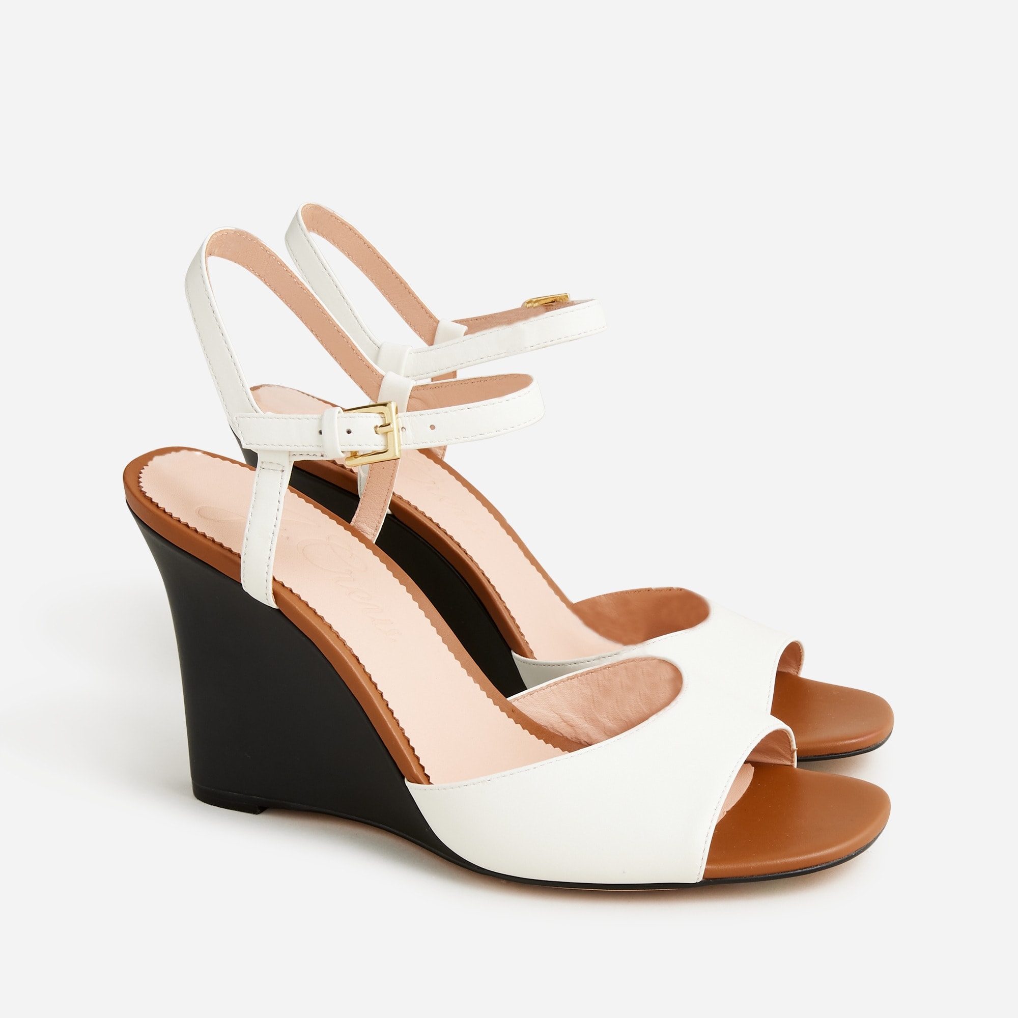 Bianca colorblock ankle-strap wedges