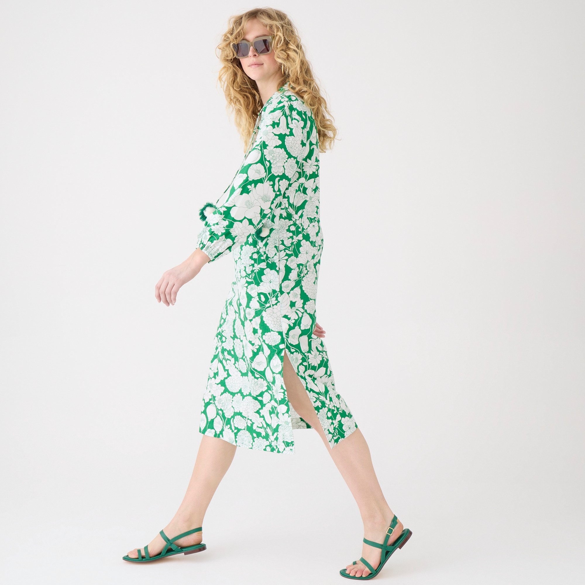 V-neck tunic dress in Kelly floral cotton poplin